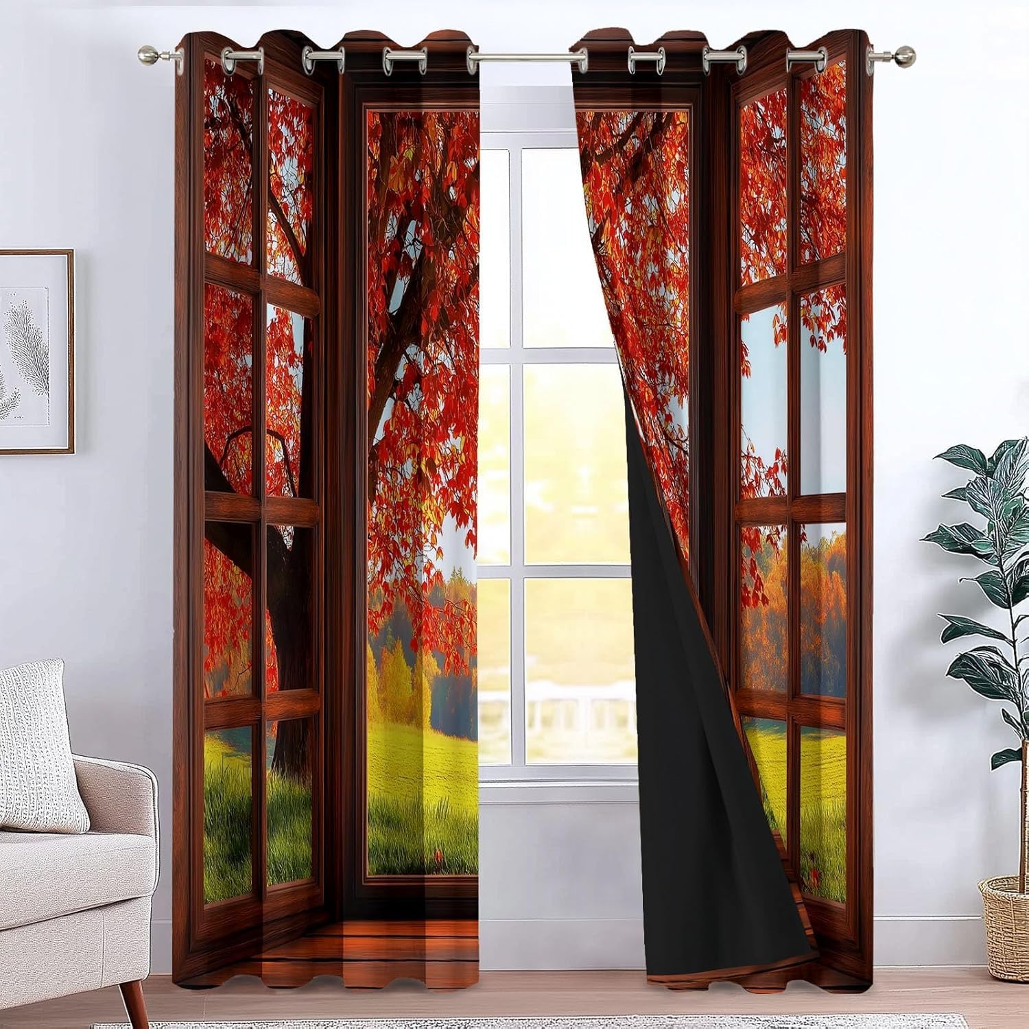 Rideau occultant thermique isolant automne contre le froid 117x138