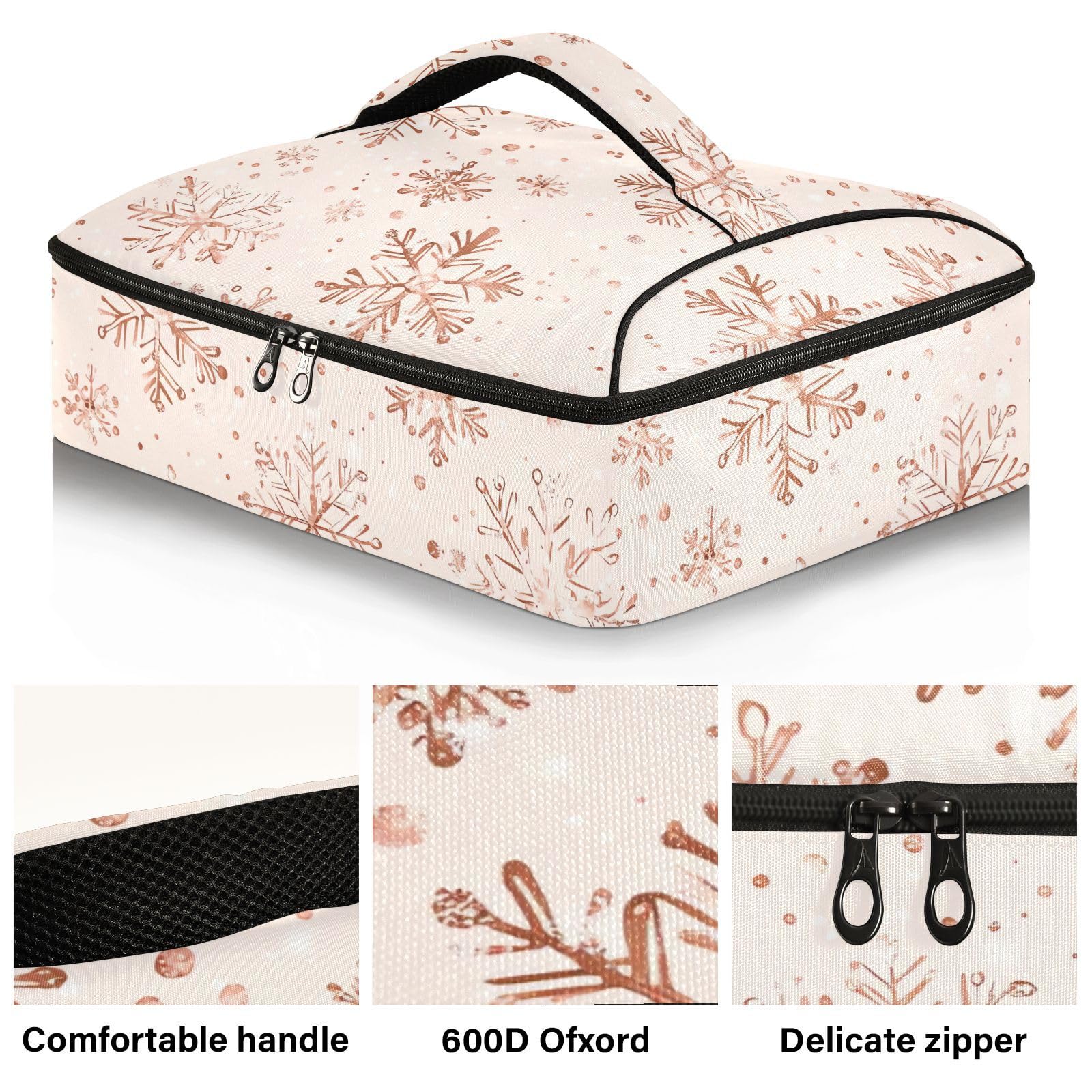 BOESI Graffiti Snowflake Pattern Insulated Casserole Dish Bag Lunch Bag Insulated Insulated Food Bag Reusable for Holding Hot and Cold Food Suitable for Potluck Parties/Picnics/Cookouts