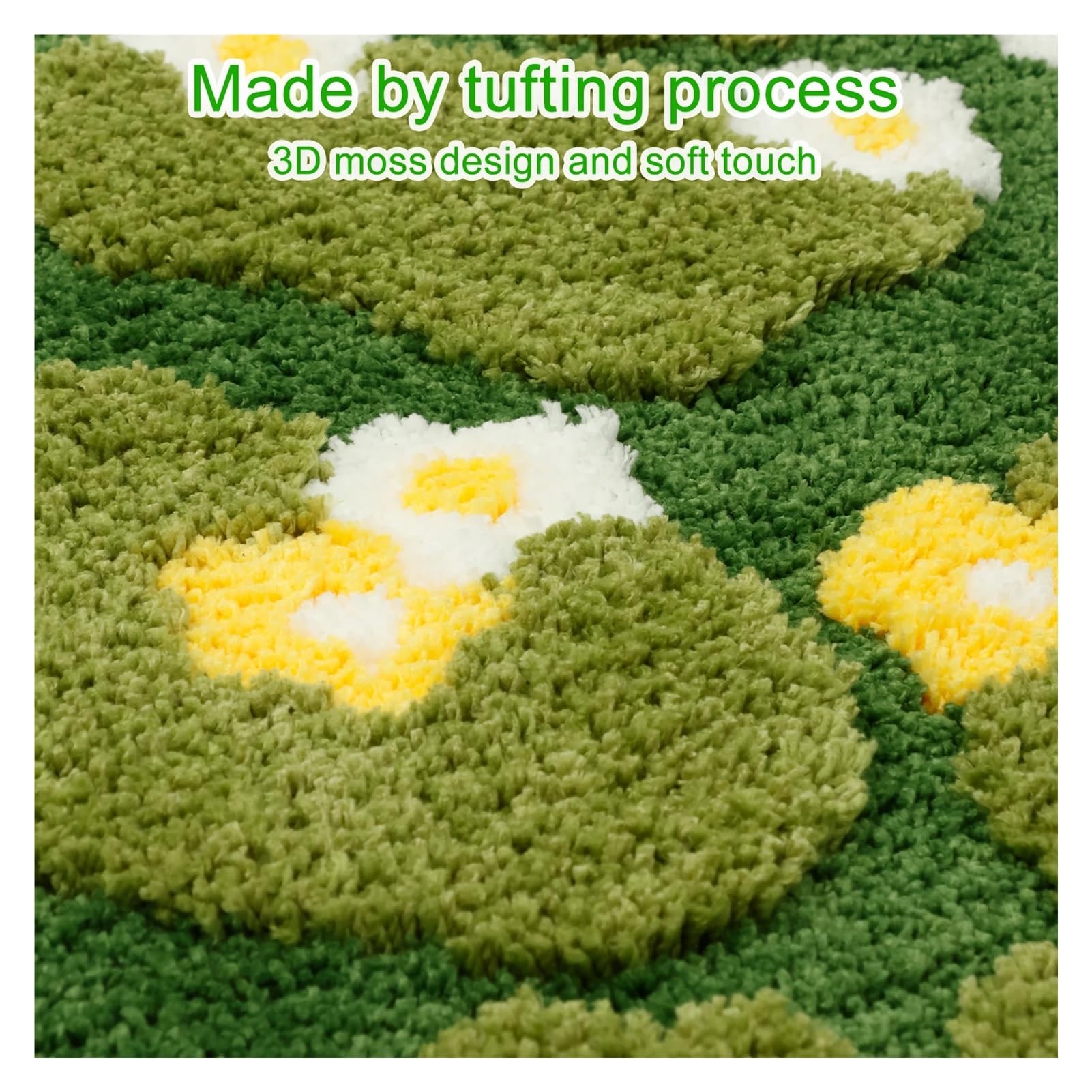 Tappetino da bagno in muschio carino Tappeto con motivo floreale in microfibra Diametro 60/80 CM rotondo antiscivolo for soggiorno Pavimento del(80 CM-1Pc)