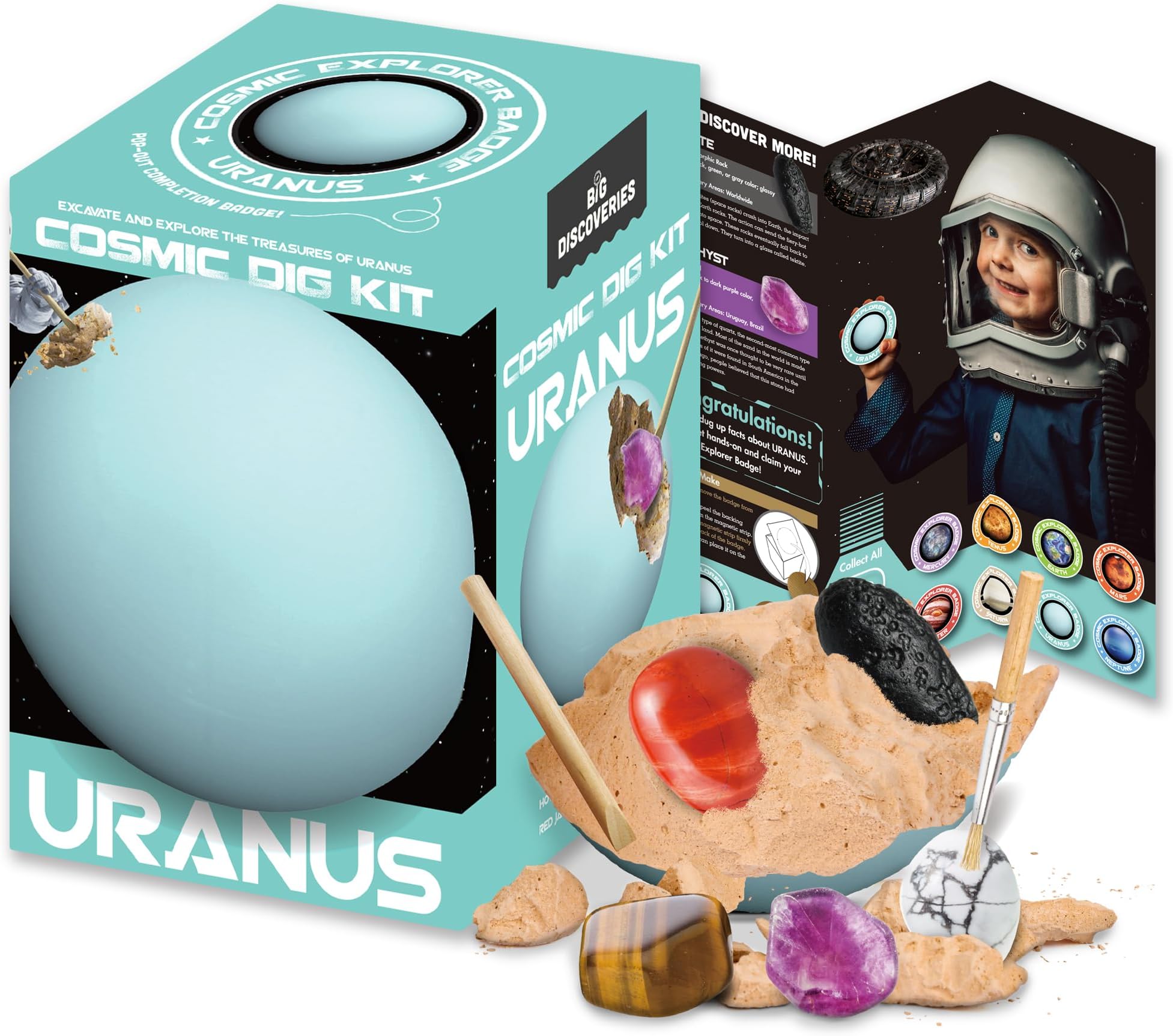 Cosmic Dig Kit by Big Discoveries - Explore The Planets of The Solar System with Gem & Fossil Excavation Kits for Kids | STEM Toy Science Dig Kits with Gemstones for Boys and Girls