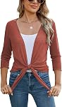 Famulily Chandail à sweat Bolero Tie Front 3/4 Manches Casual Cardigan Couverture d'été Tops