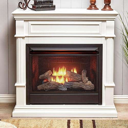 Miniatura 65 de Duluth Forge Sistema de chimenea de gas sin ventilación de combustible dual con chimenea, control remoto, 5 troncos de fuego, uso con gas natural