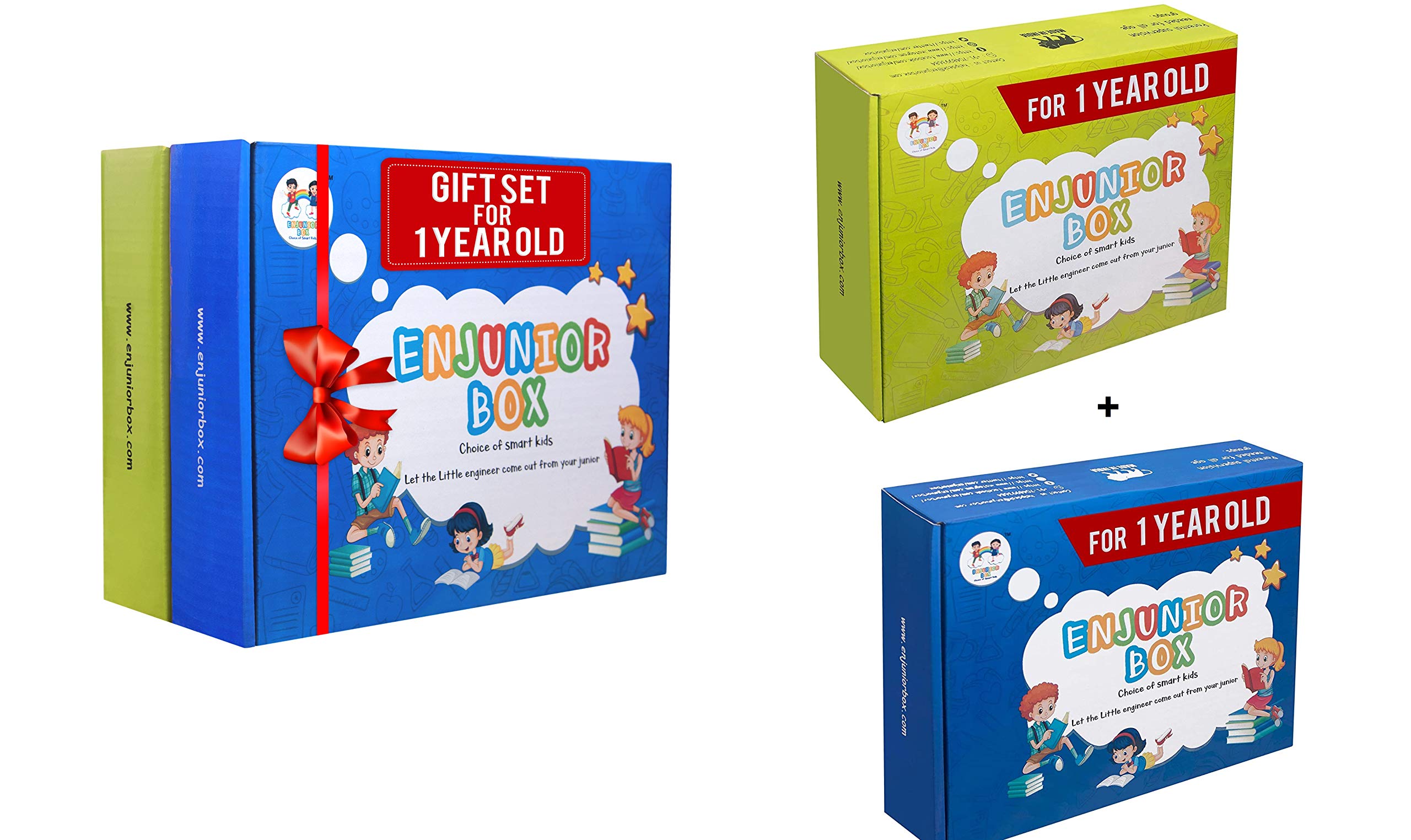 ENJUNIOR BOX - Babies Memory Games -Educational Activity Game for Kids Ages 1 Years and Up (with Puzzles & Role Play Mask) (Blue+Green)