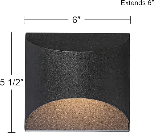 Miniatura 3 de Possini Euro Design Ratner - Moderna lámpara de pared para exteriores, luz LED negra, cielo oscuro, 5 1/2 pulgadas, para exterior, granero,