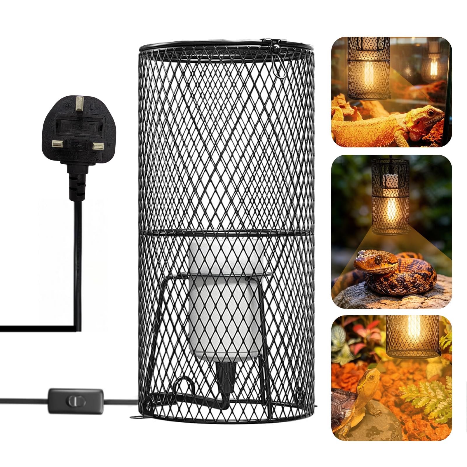 crayfomo Reptile Heat Lamp Holder Guard, Ceramic Heat Lamps Lampshade Holder, Anti-hot Bracket Cage for Reptile,Bearded Dragon, Lizard, Tortoise, Snake, Bird