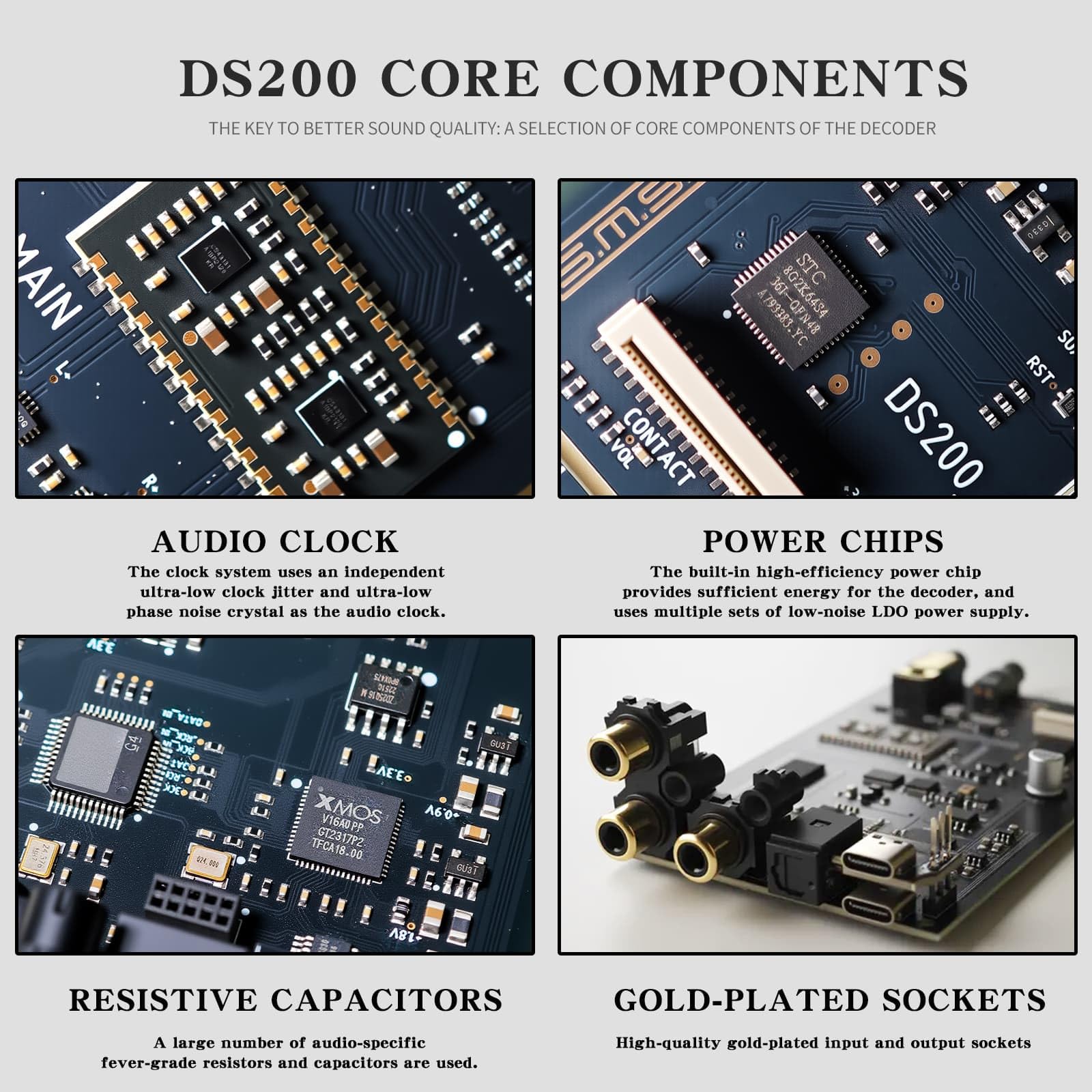 SMSL DS200 Amplificatore per cuffie ad alta risoluzione Bluetooth 5.1 Supporto 2X CS43131 Chip 3,5 mm e 4,4 mm Uscita HP bilanciata XMOS XU-316 32bit/768kHz DSD256 USB/ottico/coassiale Ingresso audio