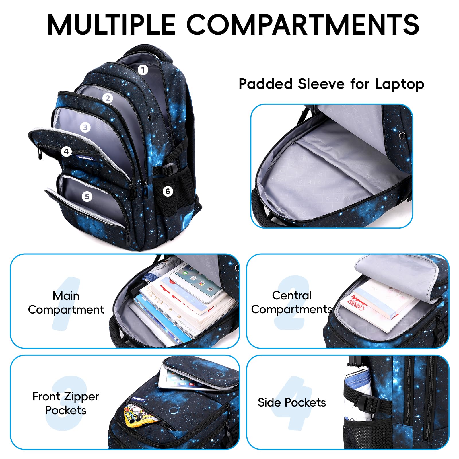 Amythe Zaino per Ragazzi Zaino Scuola Elementare e Media, Zaini Impermeabile dal Design Ergonomico, Zainetto Casual Bambini Buono per La Scuola e i Viaggi