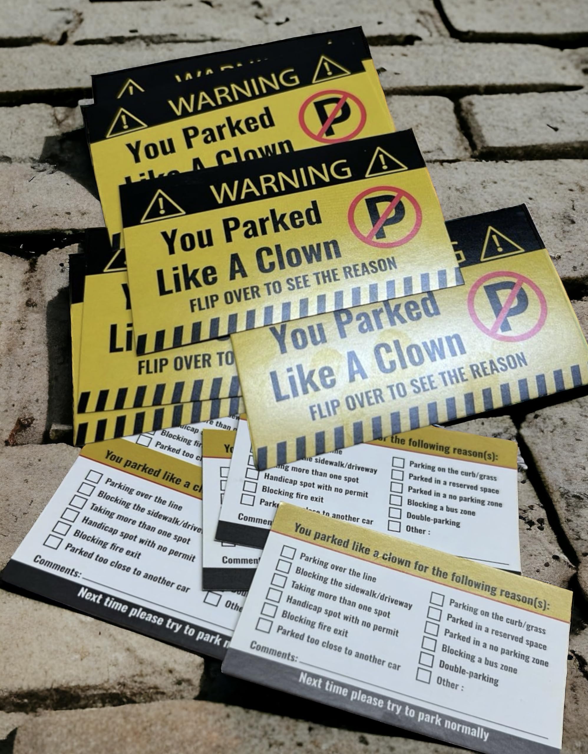 SHOPNOSIS Bad Parking Cards - You Parked Like an Idiot Cards & Stickers with Multi Violation Reasons Pack 20 - Image 3