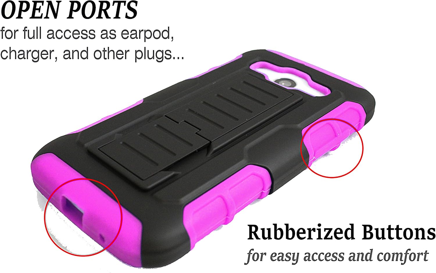 Galaxy Core Prime Case, Starshop(TM) Hybrid Full Protection High Impact Dual Layer Holster Case with Kickstand and Locking Belt Swivel Clip Pink