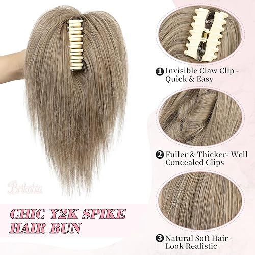 Miniatura 3 de Moños de pelo, clip de garra, pieza de pelo desordenado para mujer, extensión de pelo corto de cola de caballo, extensión de pelo despeinado hacia