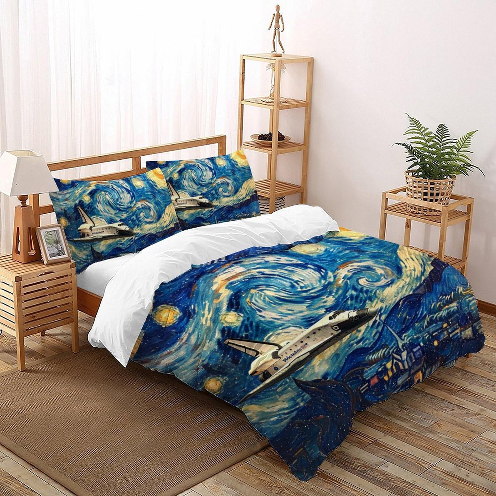 Housse de couette ciel étoilé 200x200 anti-plis en microfibre douce adulte