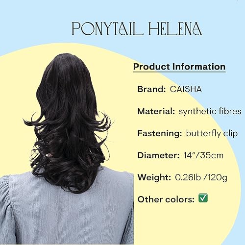 Miniatura 2 de PRETTYSHOP - Extensión de cabello rizado voluminoso, cola de caballo de 14 pulgadas con clip, resistente al calor