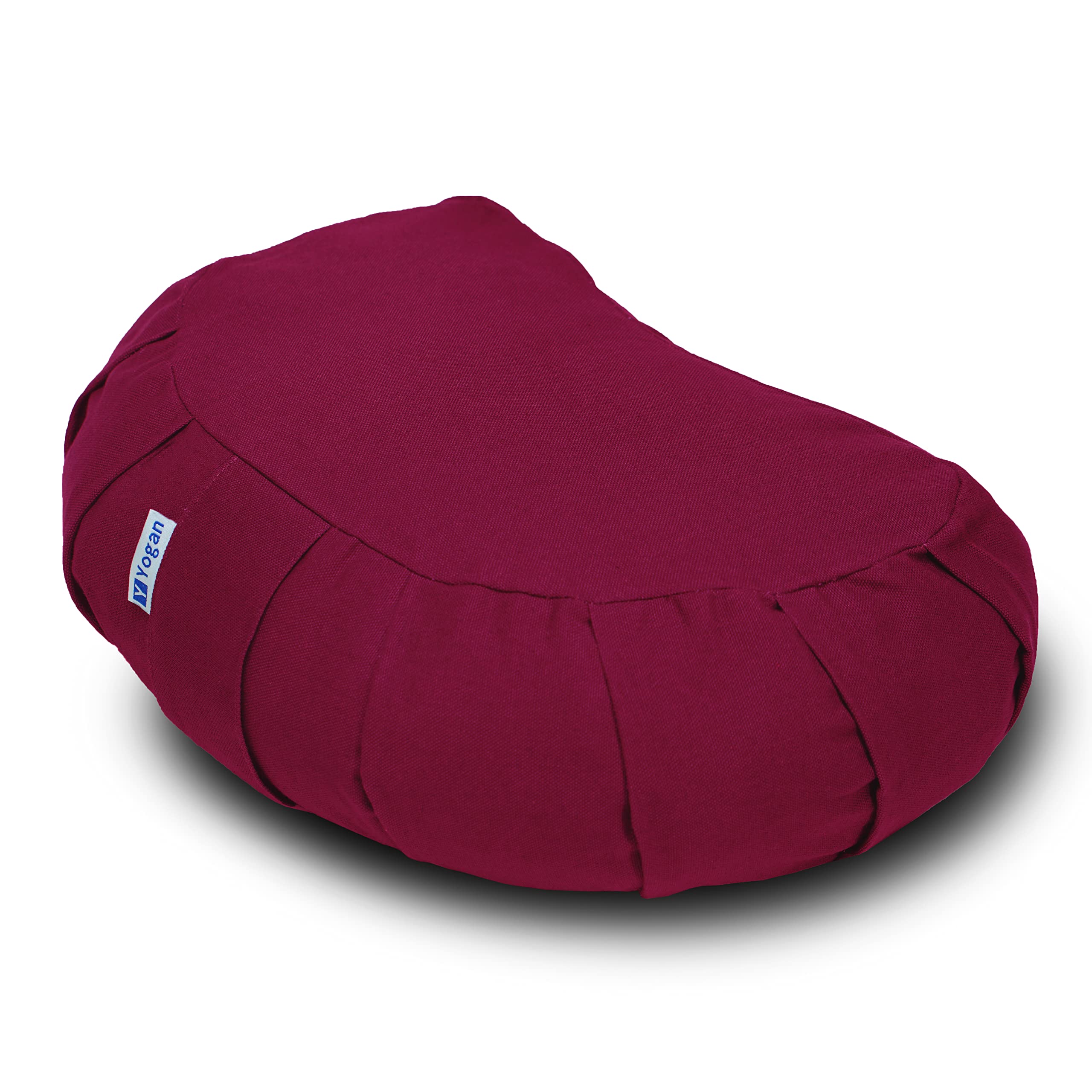 Yogan Crescent Yoga Cushion/Meditation Cushion | Natural Buckwheat Hulls Filling | Outer Cover (Could be Removed and Washed) - Made of 100% Organic Cotton (Burgundy) — image 1