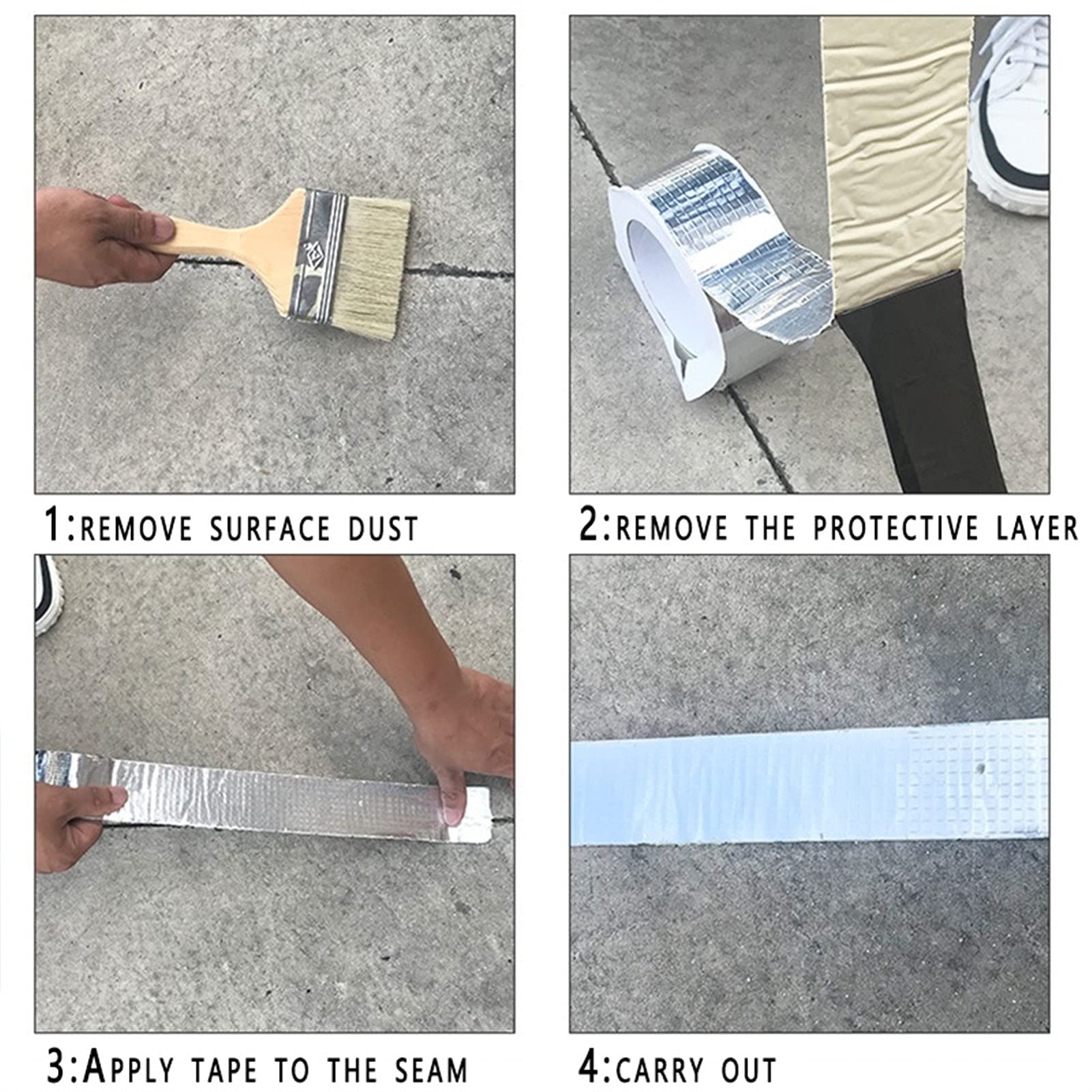 Nastro Adesivo in Foglio di Alluminio-Nastro Adesivo Impermeabile Super Repair Crack Sigillato Nastro butilico Impermeabile Nastro for Strumenti di Riparazione Domestica(5cm*10m)