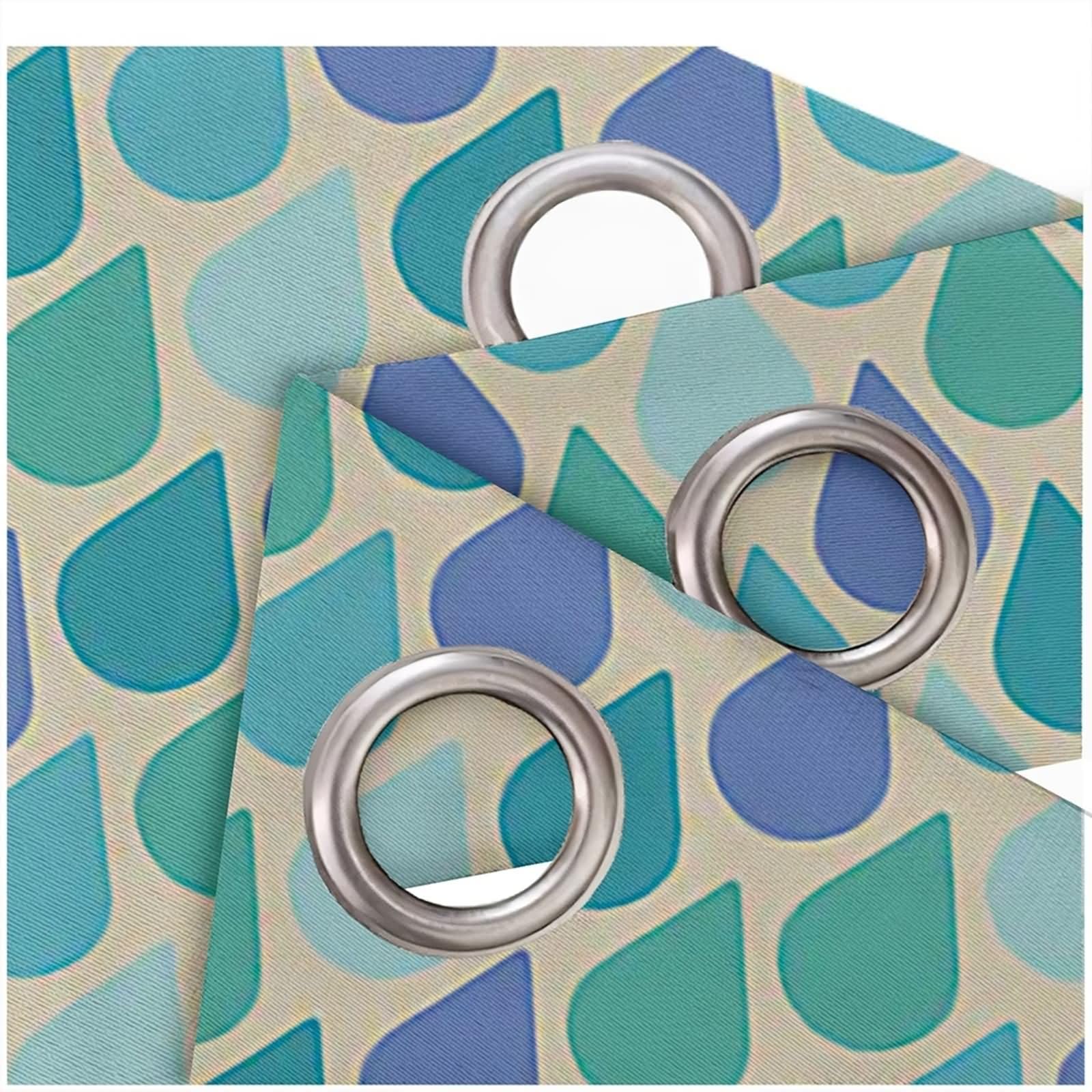 Abdunkelnde Vorhänge 2er Set,2 x 137W x 115H cm,Verdunkelungsvorhänge Blickdicht Lila Grün Wassertropfen Ösenvorhang Wohnzimmer