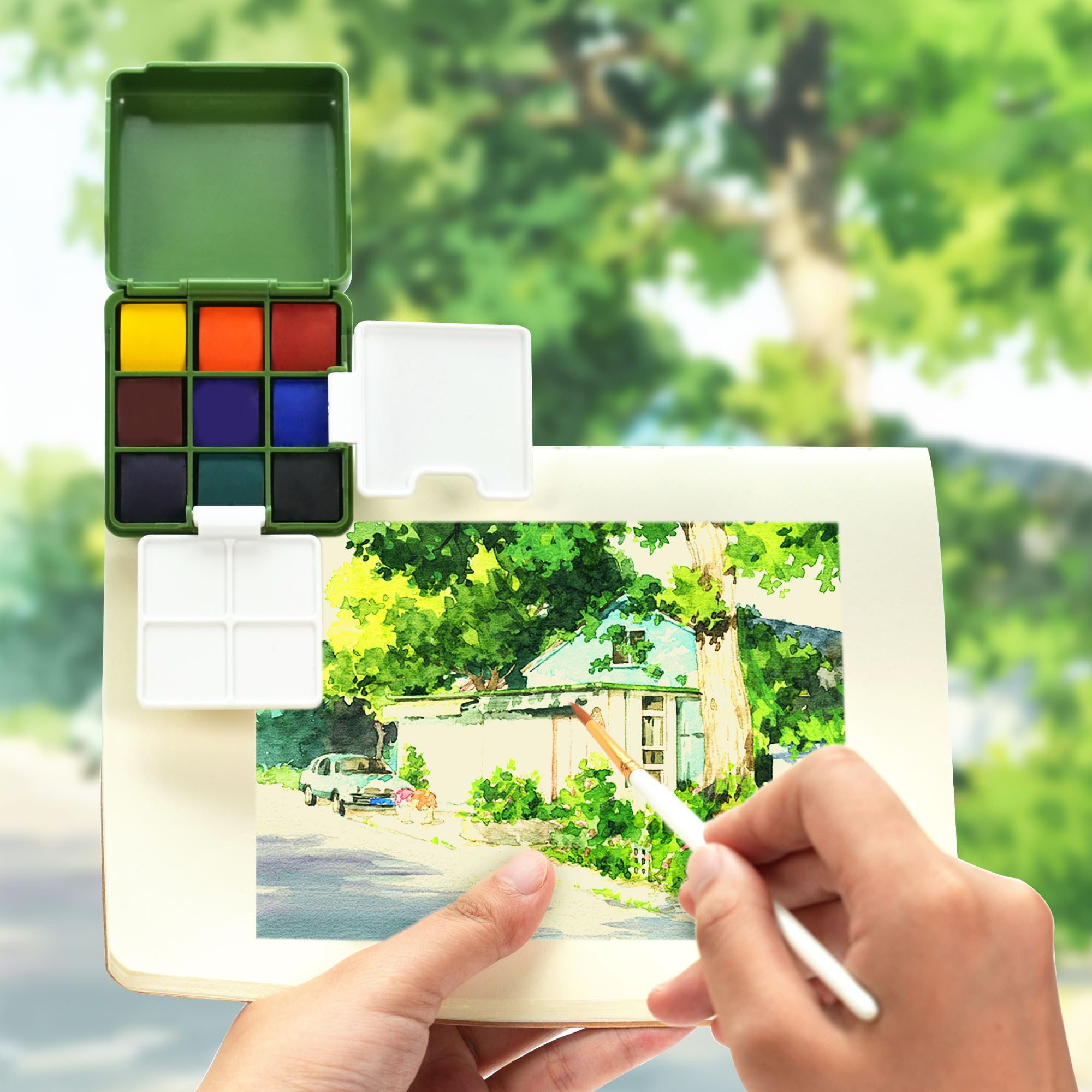 Palette di Colori da Viaggio, Set di Acquerelli Portatile con Clip e