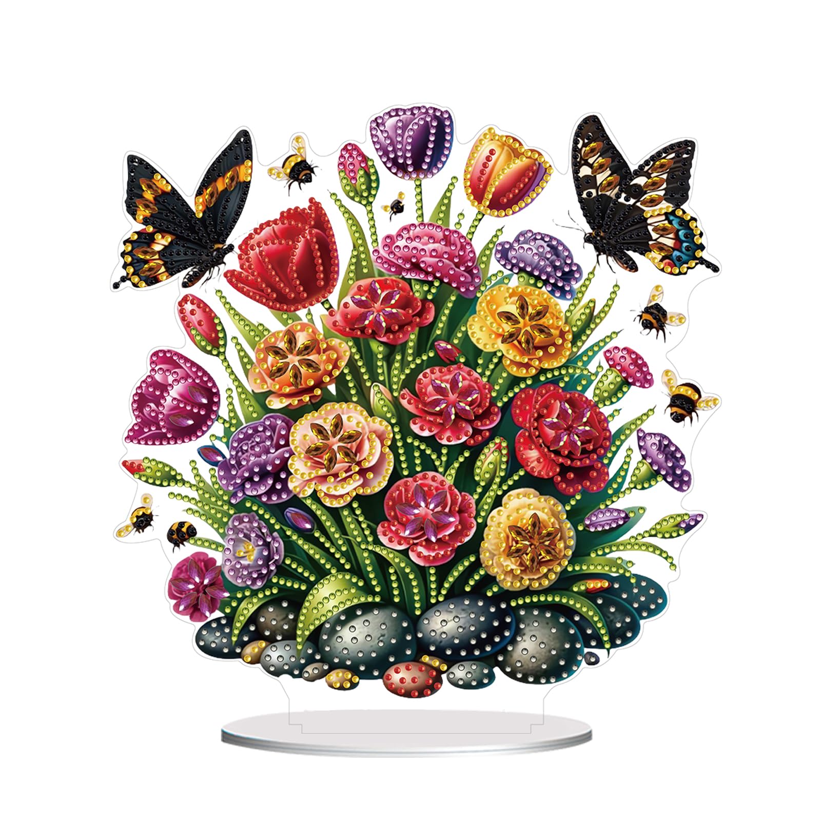 Awesocrafts Diamond Art Table Top Ornaments Butterfly Flowers, 5D Diamond Painting Tabletop Decorations Special Shape Crystal Art Christmas Desktop Decor (Butterfly)