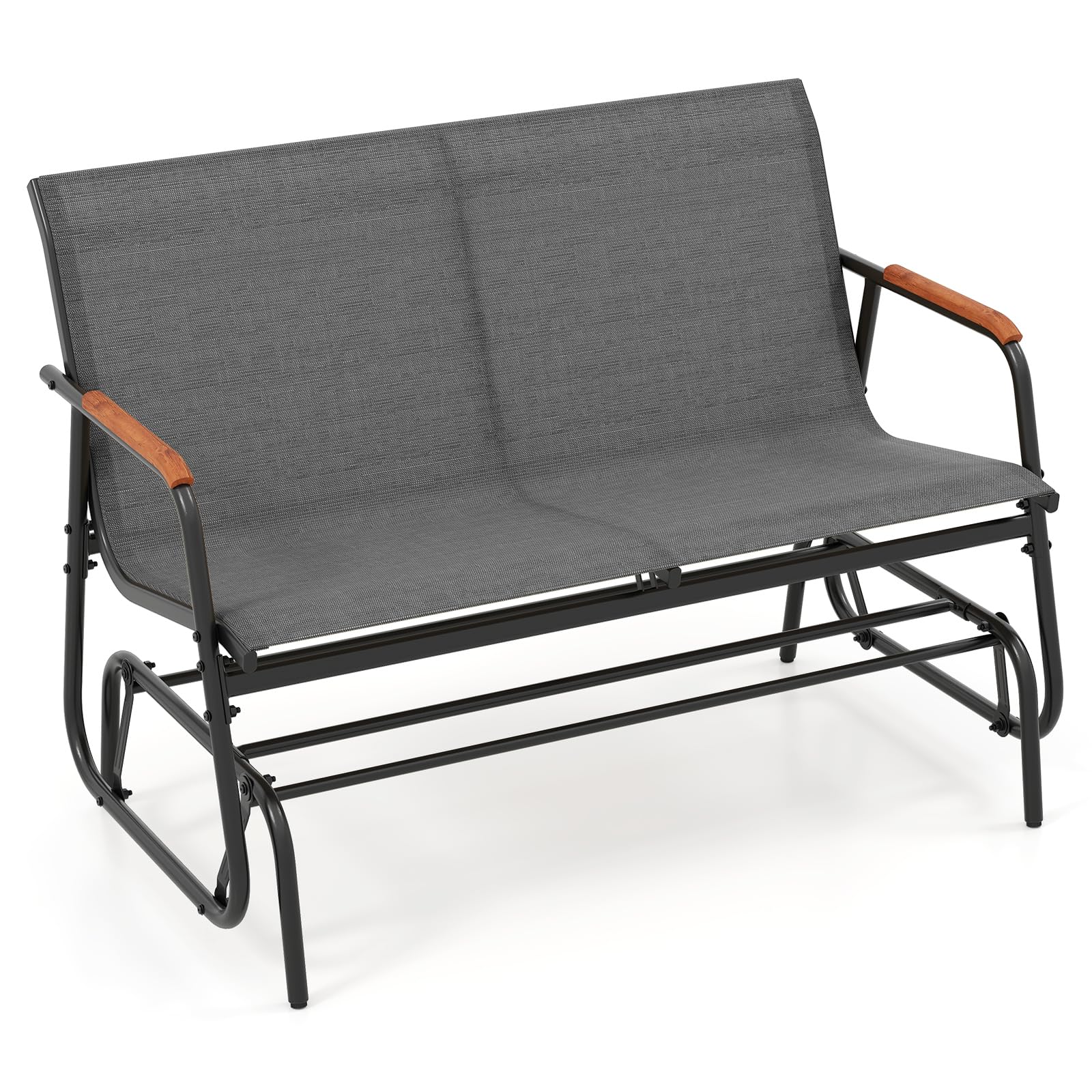 COSTWAY Banc de Jardin à Bascule, Charge 300 kg, 115 × 74 × 84 cm, Gris