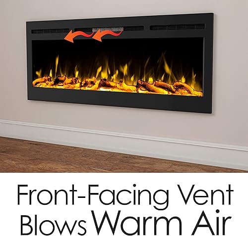 Miniatura 2 de Northwest - Chimenea eléctrica de 50 pulgadas, ventilación frontal para montaje en pared o empotrada, llama LED realista, troncos falsos y opciones