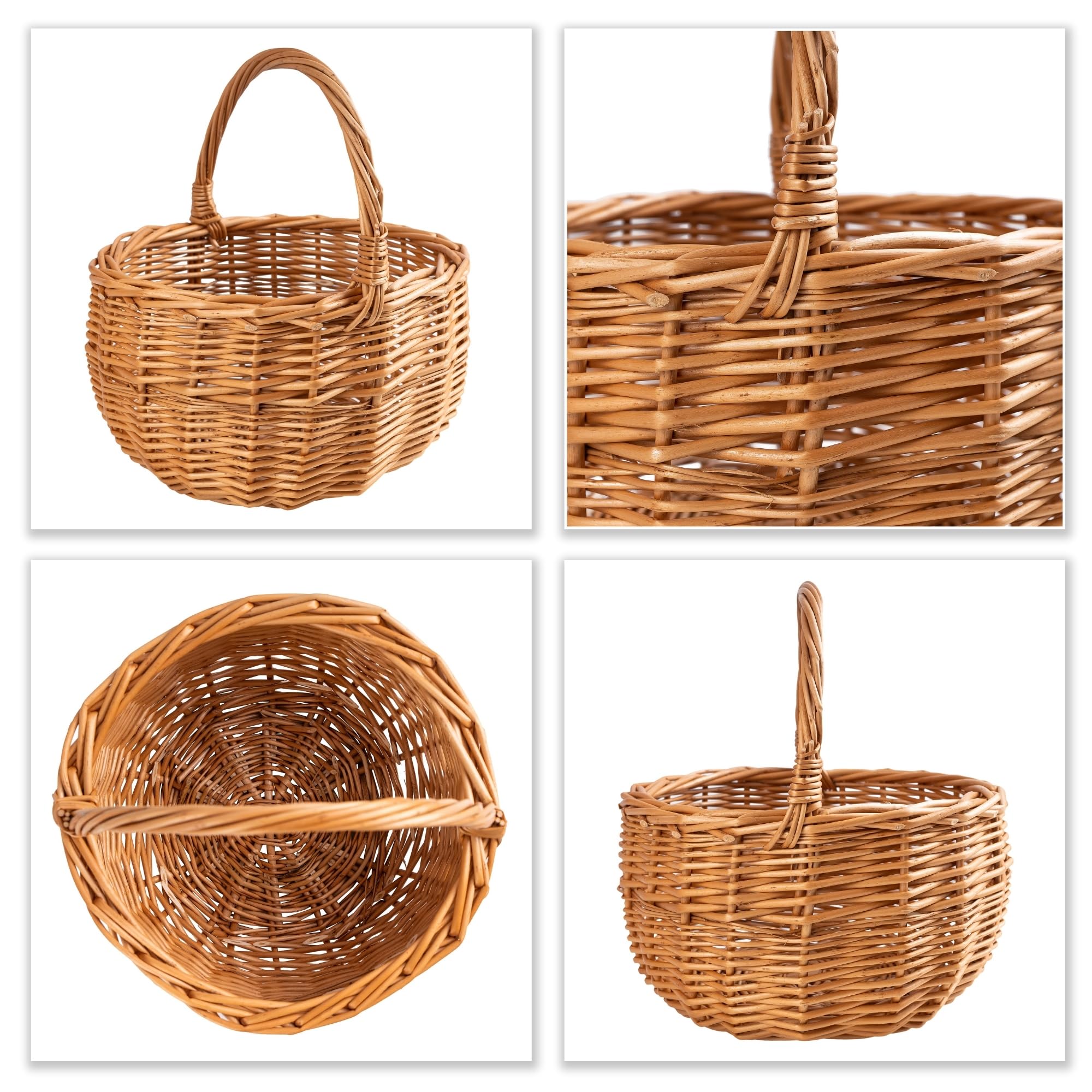 Creative Home Petit Panier de Pâques en Osier | 22 x 22 x 26 cm (+/- 2 cm) | Panier avec anse | Tissé à la main | Panier cadeau | Panier fruits | Marron naturel