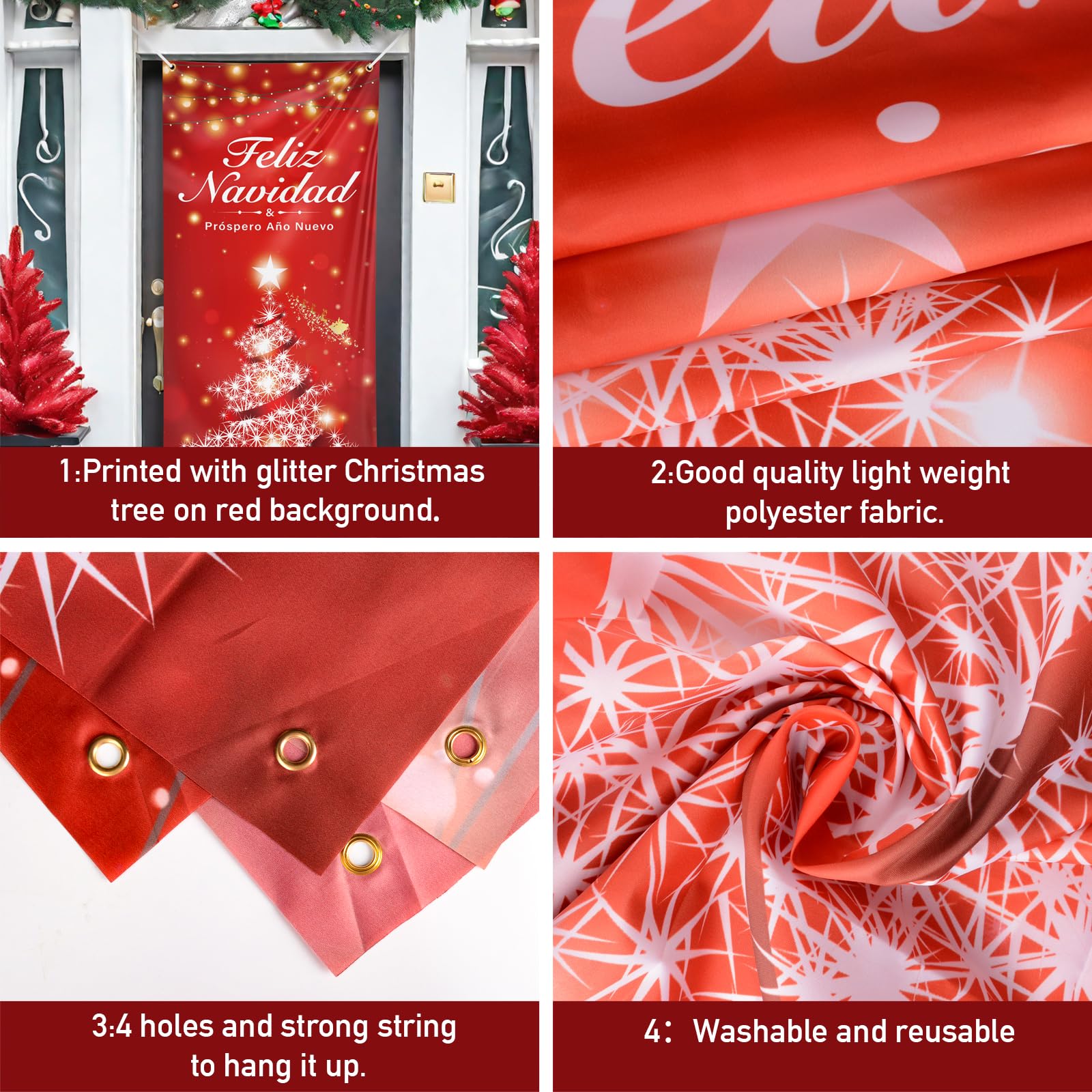 COLOFALLA Weihnachtsbanner 90x200 Cm – „Frohe Weihnachten“ Dekoration Mit Seil
