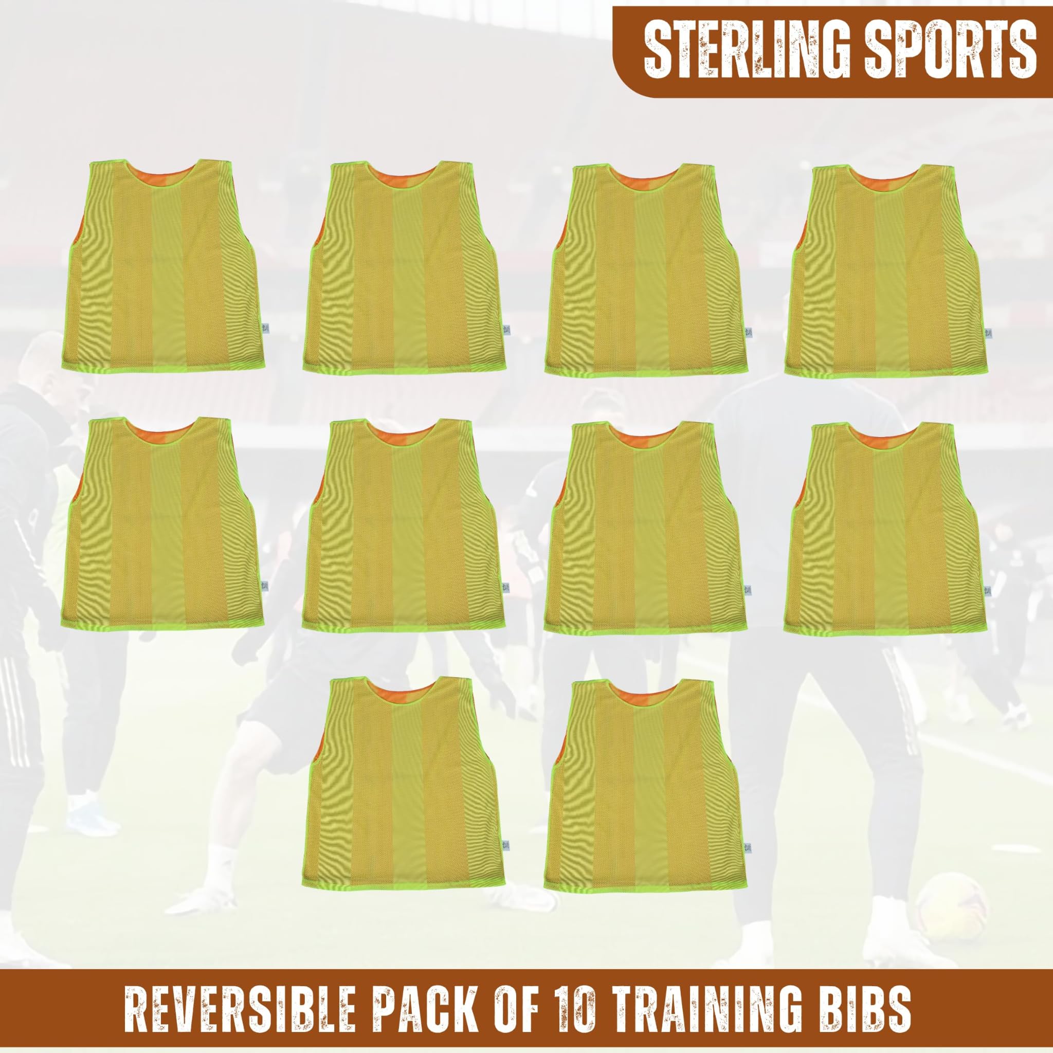 10 Stück Wende-Trainings-Lätzchen für Fußball, Hockey, Netball, Outdoor-Sportaktivitäten, doppelseitig, zweifarbig, Junior Jugendliche Erwachsene Größen Unisex, T-Shirts, Mesh Jersey