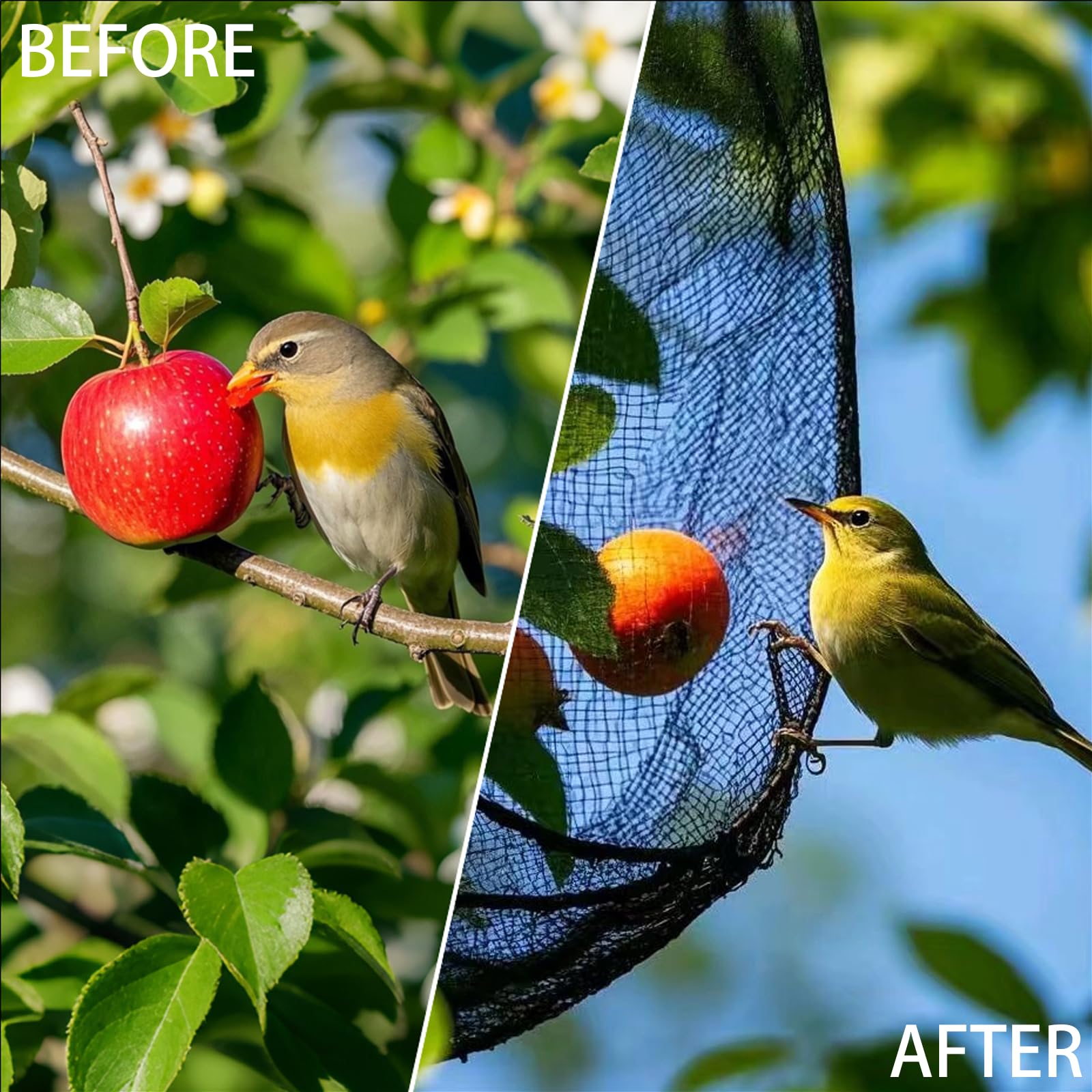 Red de pájaros para jardín, 9 x 50 pies, malla de 1 pulgada, protección de nailon resistente contra pájaros y animales (50 x 50 pies)