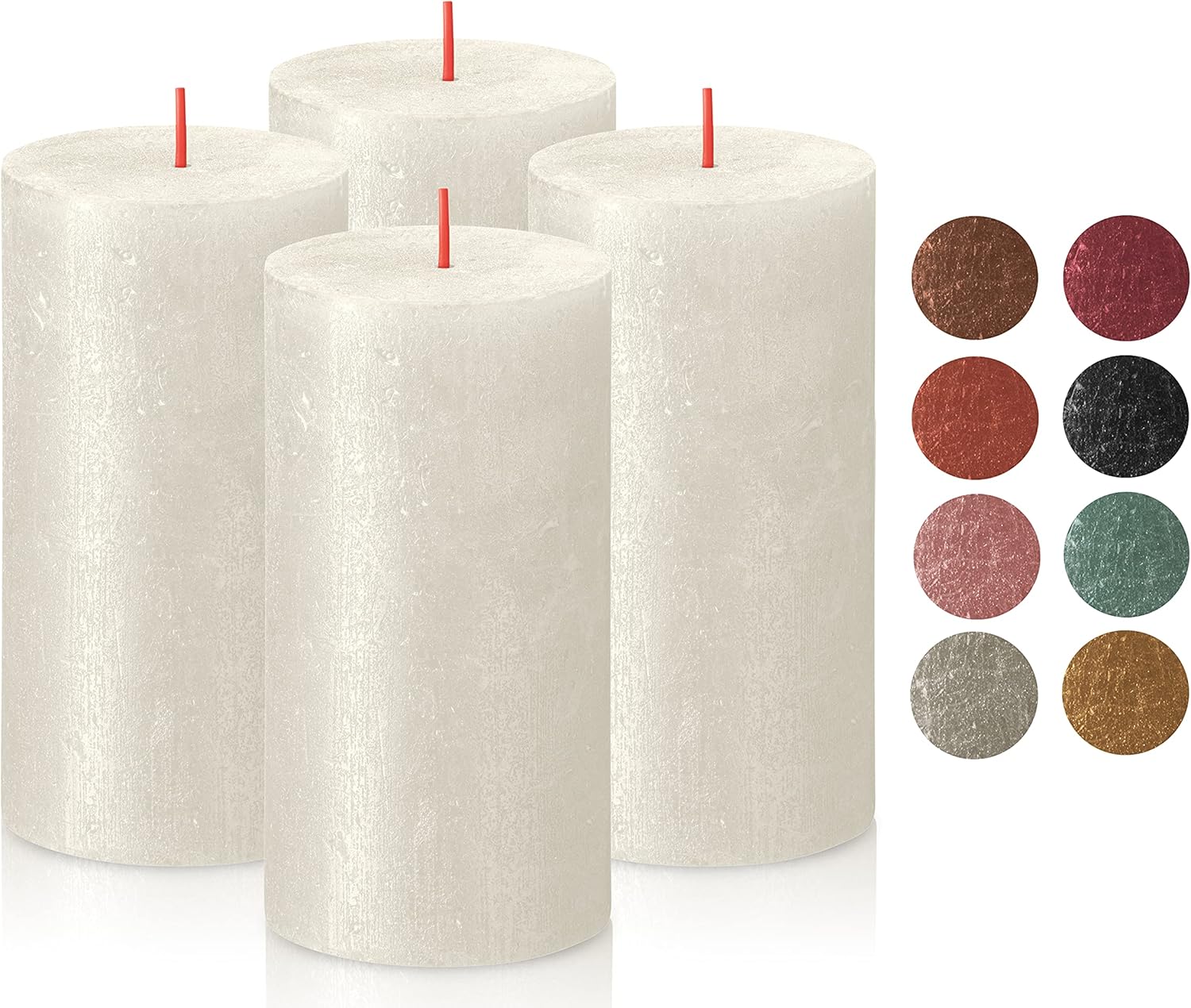 BOLSIUS Ivory Shimmer Metallic Pillar Candles 4 Pack 2.75