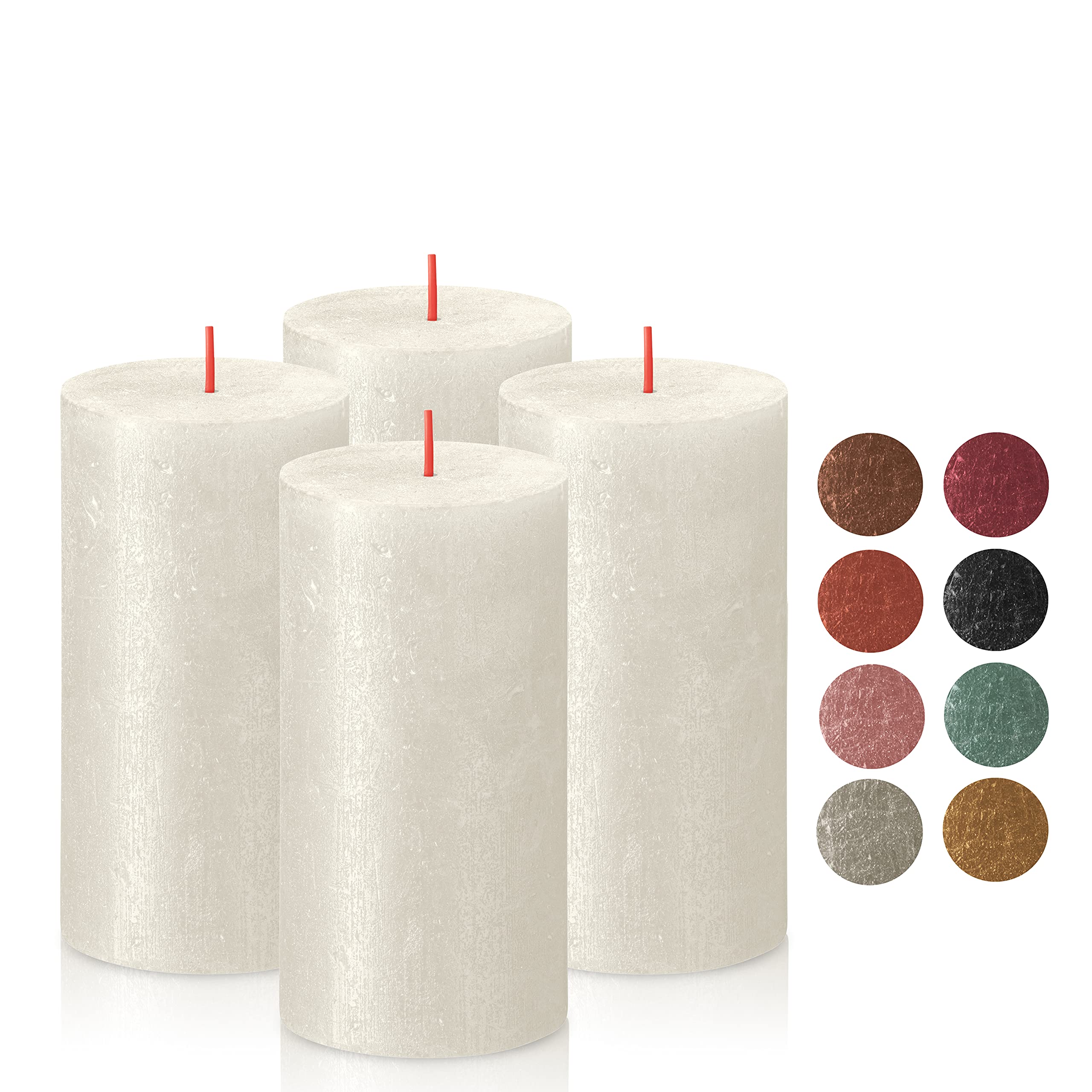 BOLSIUS Ivory Shimmer Metallic Pillar Candles 4 Pack - 2.75 X 5 Inches - Premium European Quality - Includes Natural Plant-Based Wax - Unscented Dripless Smokeless 60 Hour Party & Wedding Candles