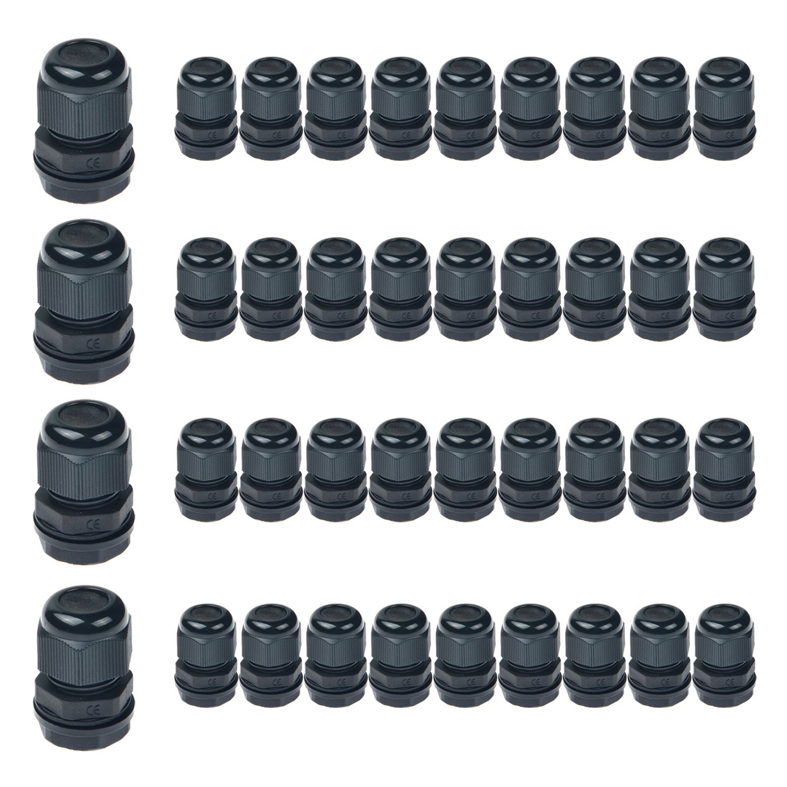 NineLeaf 40pk schwarz Kompression Kabelverschraubung einstellbar 6-12mm Gelenkkabelverbinder, höhere Schutzklasse von IP 66