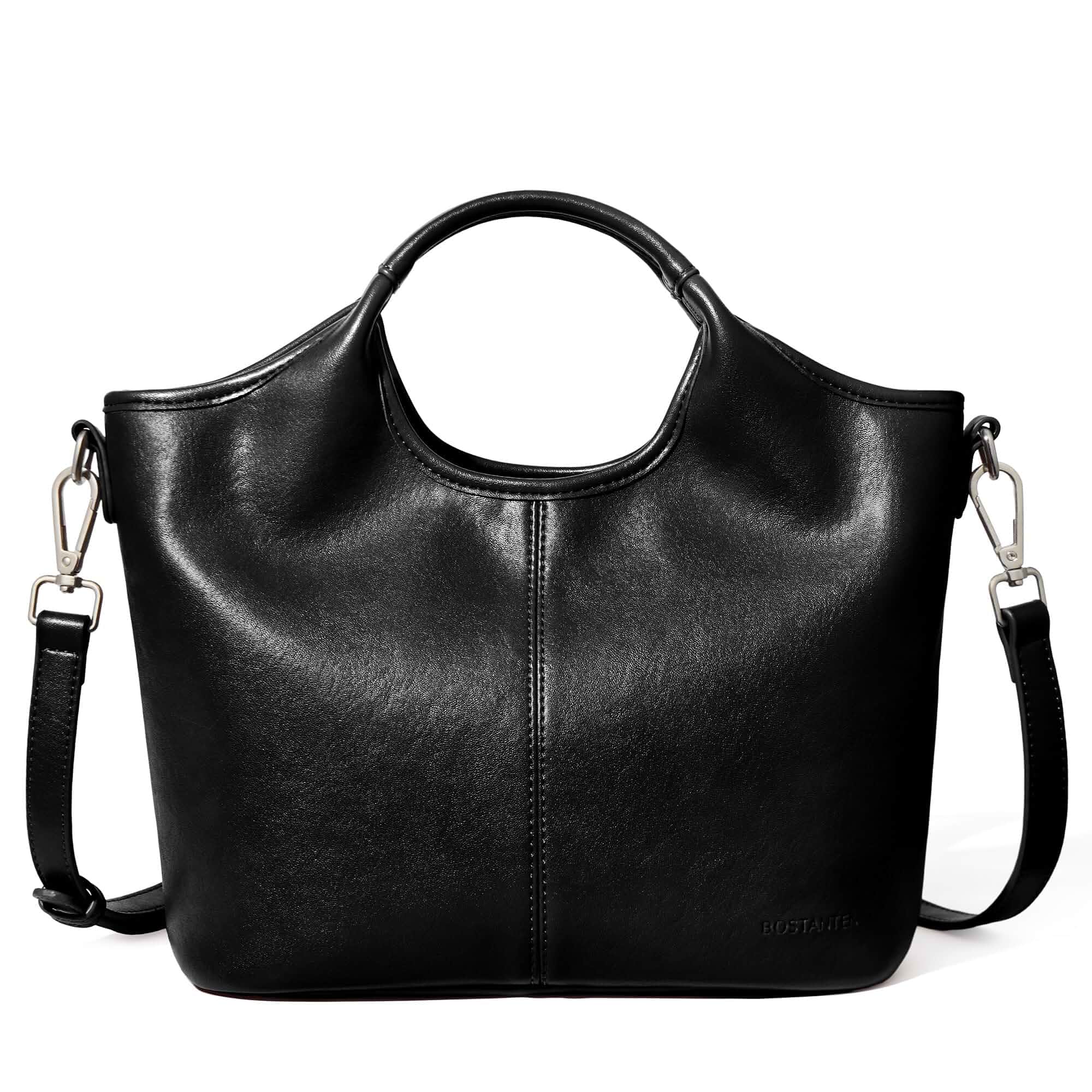 BOSTANTEN Vegan Leather Purses for Women Soft Crossbody Zip Satchel Handbag Compact Everyday Size, Multi Pockets, Adjustable Detachable Strap, Comfortable Top Handle, Quiet Luxury, Elegant, Travel