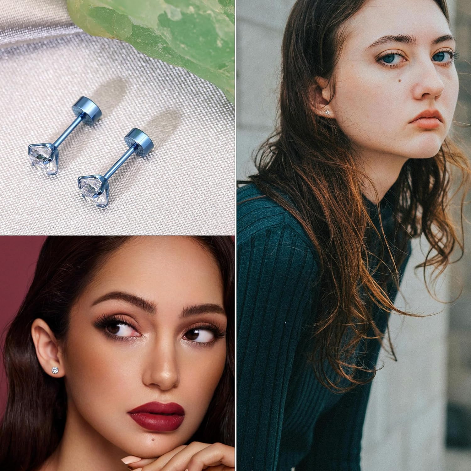 ZDE Titanium Women Flatback Earrings Cubic Zirconia Silver Stud Earrings Flat Back CZ Earrings Hypoallergenic Cartilage Flatback Earring Tragus Helix Tragus Conch Piercing 3mm/4mm/5mm - Image 5