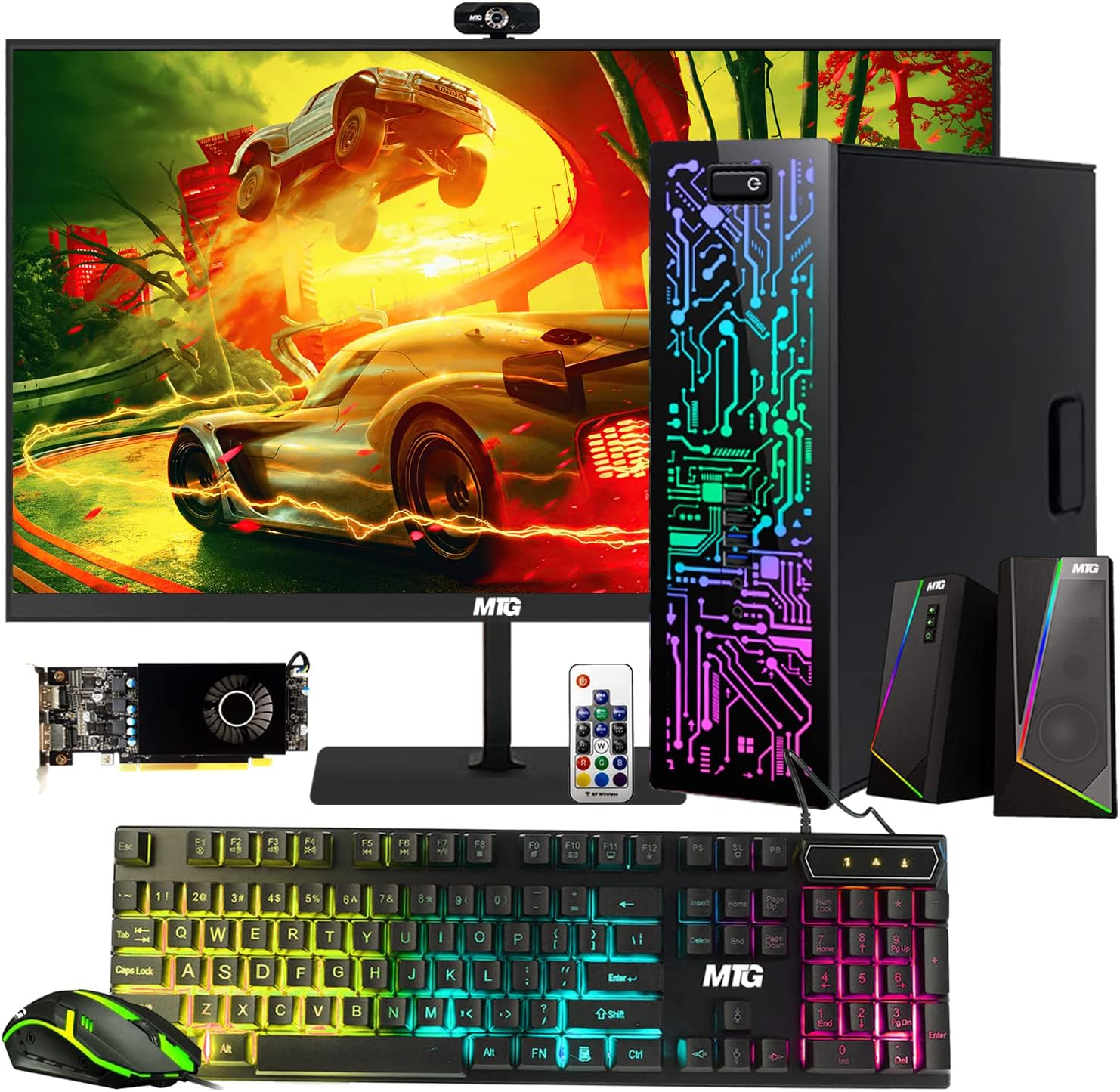 Gaming Desktop PC, Intel Core i7 6th Gen, TechMagnet Zeus, AMD RX 550 Graphics, 32GB RAM, 240GB SSD + 2TB HDD, MTG 24 Inch Monitor, RGB Keyboard Mouse, Speaker, Webcam, WiFi, Win 10 Pro (Renewed)