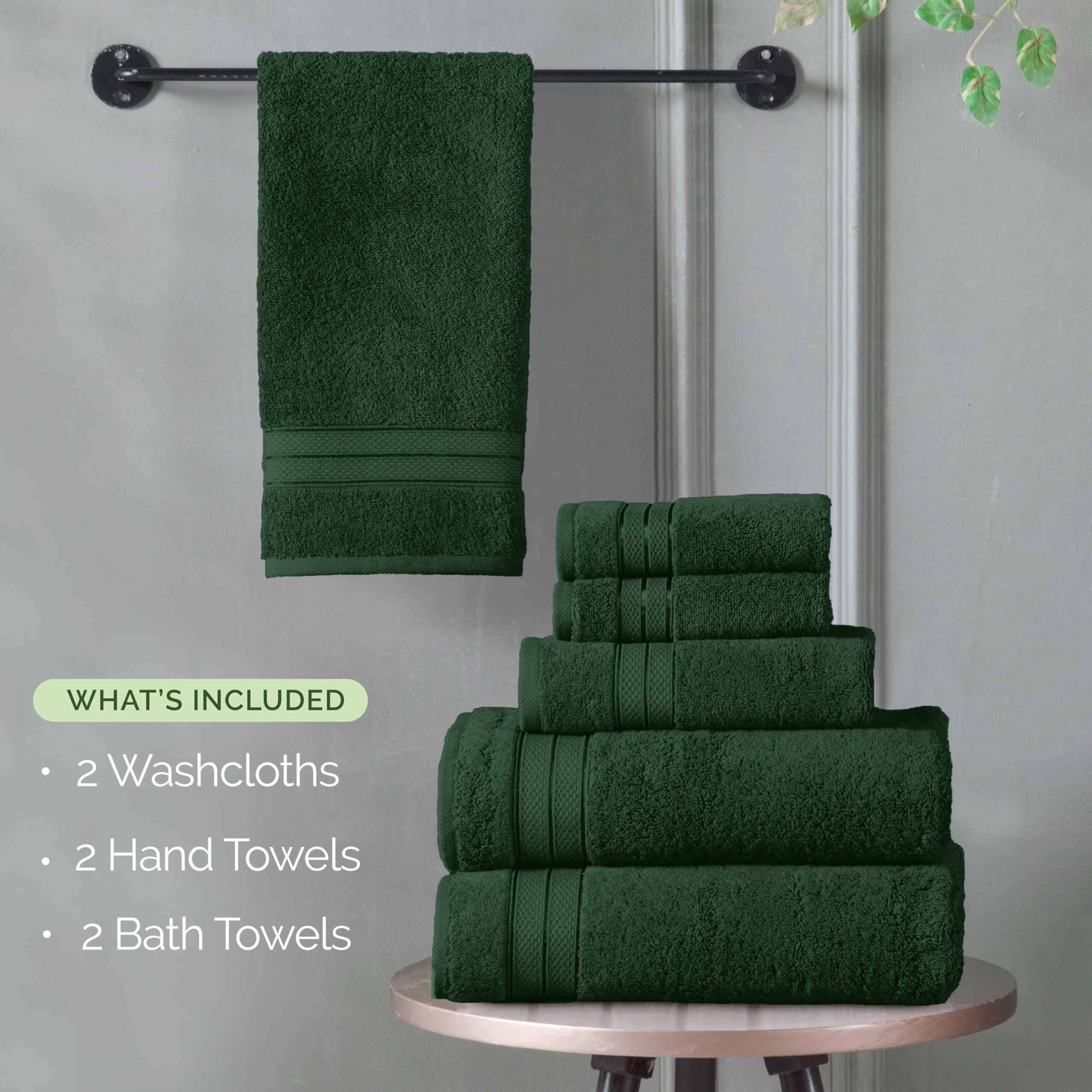 Elegant Comfort Set di 6 asciugamani di lusso, 100% cotone turco, morbido e di alta qualità, design popcorn a tre linee, 2 asciugamani da bagno, 2 asciugamani per le mani e 2 asciugamani da bagno, ad