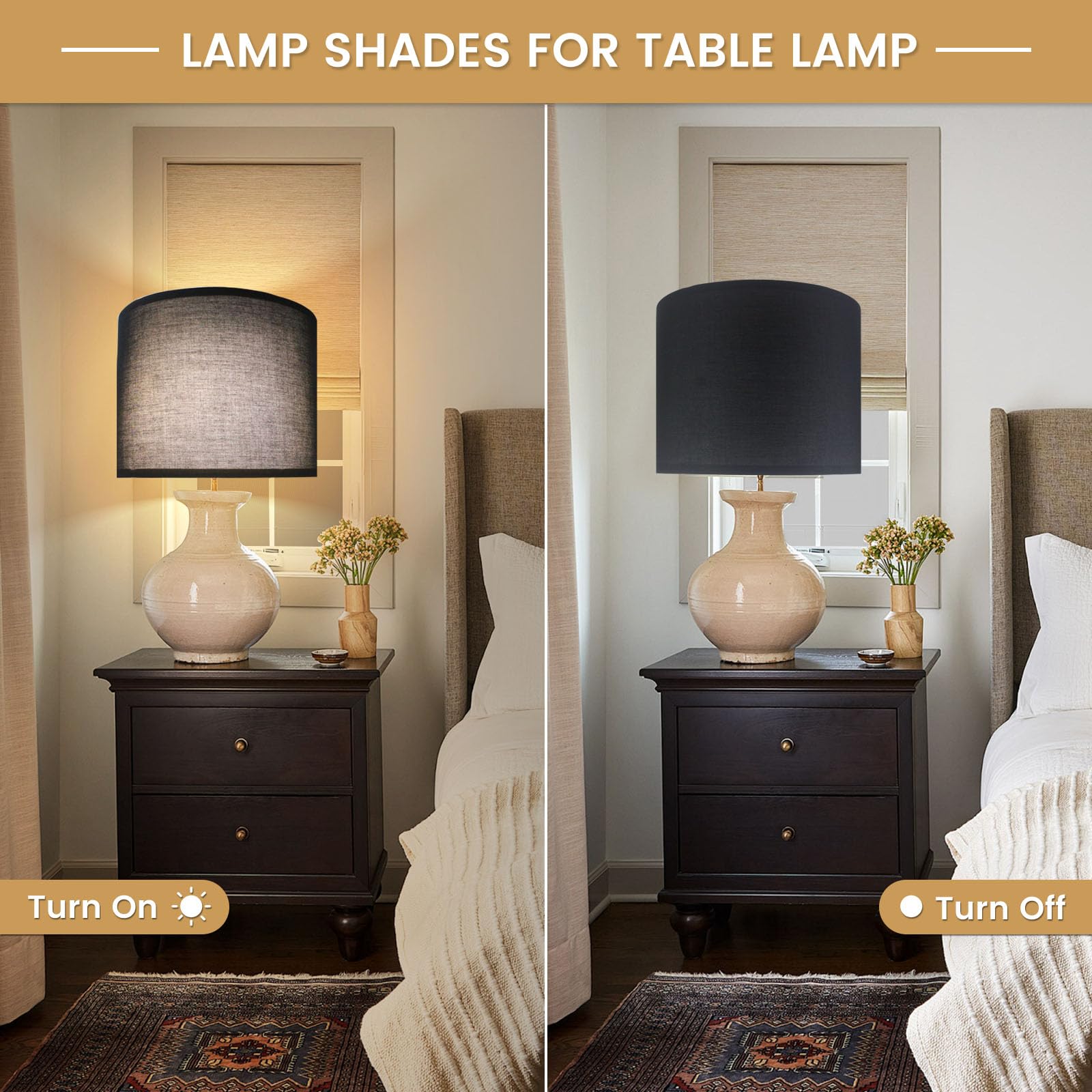 Linen Fabric Drum Lampshades Set of 2, 13