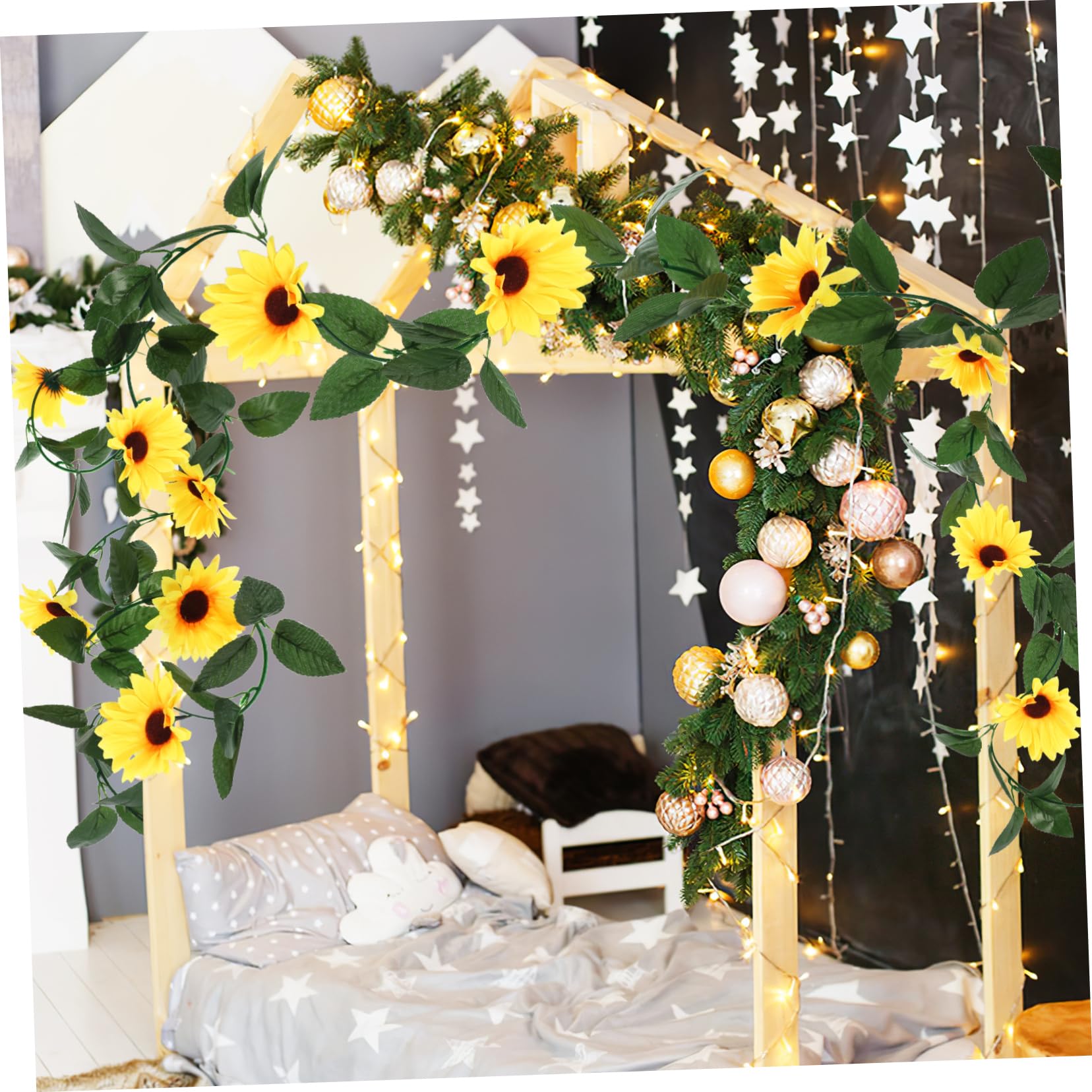 Cabilock Guirnaldas de Girasoles Artificiales 5 Piezas de Plástico Amarillo