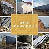 Vista 6 de GUARD SHIELD Lona resistente de 12 x 16 pies, cubierta de lona de polietileno negra y plateada impermeable, gruesa, multiusos, de 25/64 pulgadas