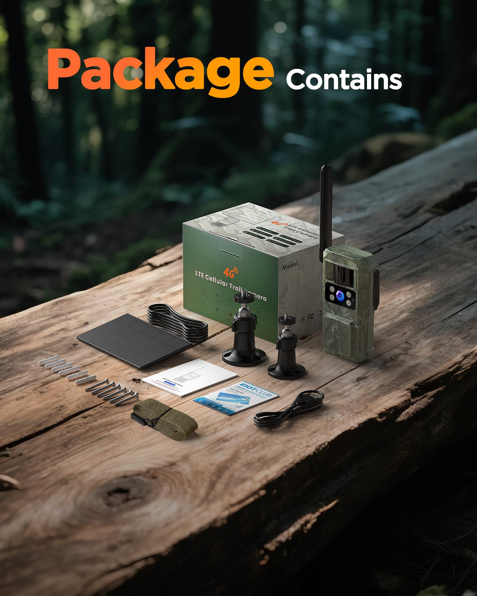 BECAMSO 4G LTE Camara Fototrampeo Solar: 2.7K HD Cámara de Caza Vigilancia Exterior - Color Visión Nocturna Trampa Cámaras con Tarjeta SIM 8000 mAh Batería IP66 Impermeable