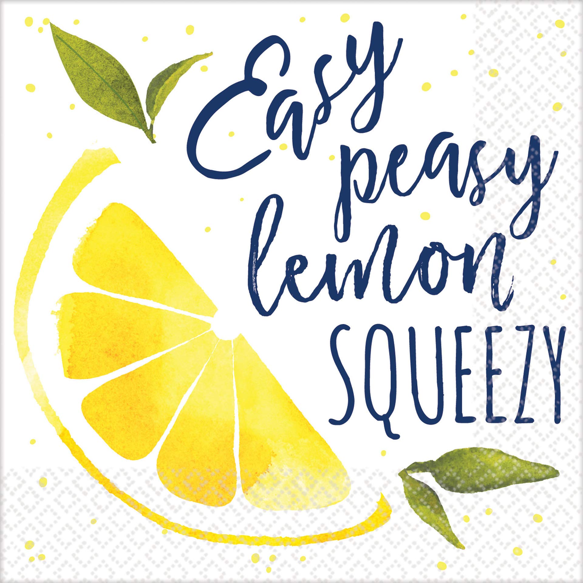 Amscan 502274"Easy Peasy Lemon Squeezy", Beverage Party Napkins, 5" x 5", 16 Ct.