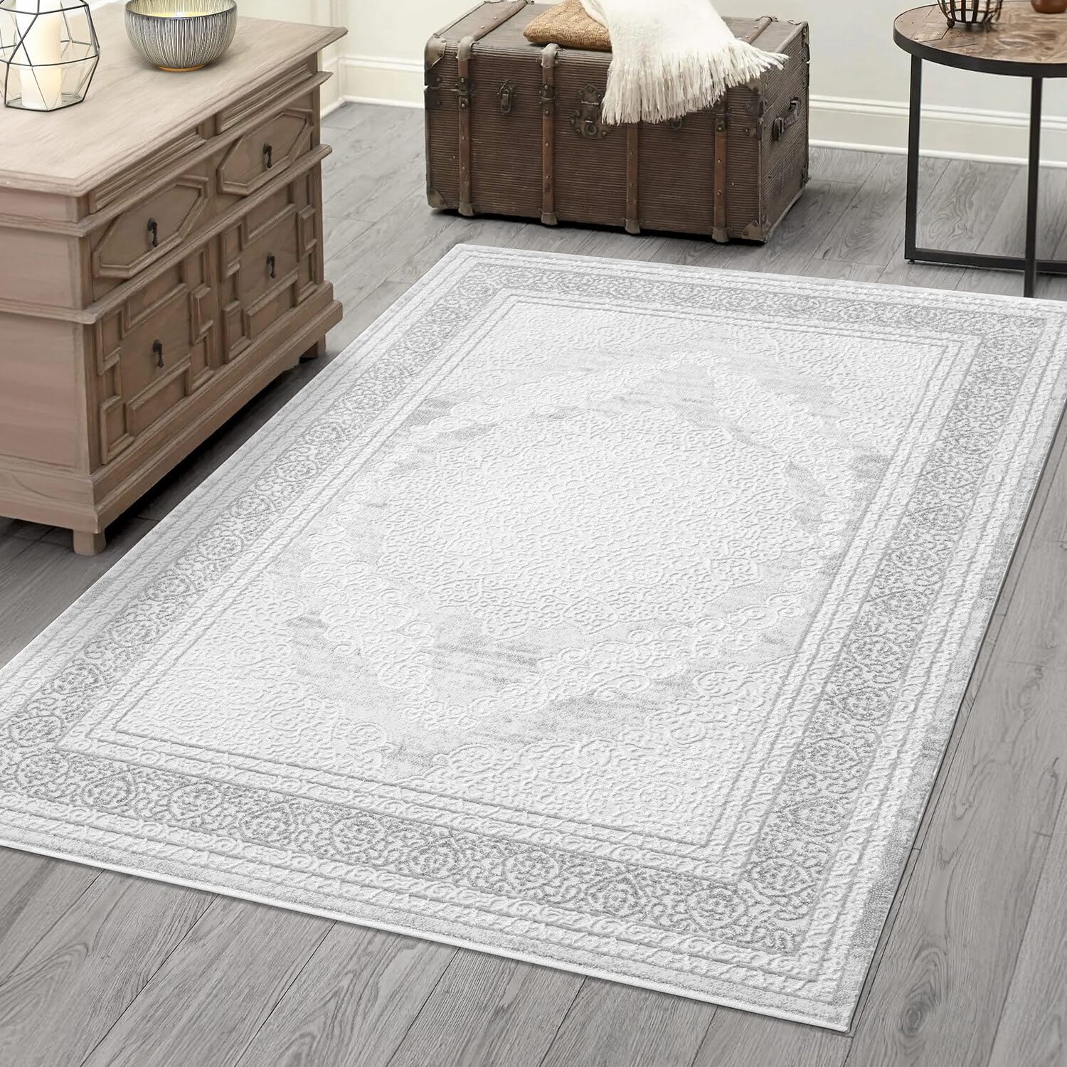 carpet city Teppich Wohnzimmer - Grau - 80x150 cm