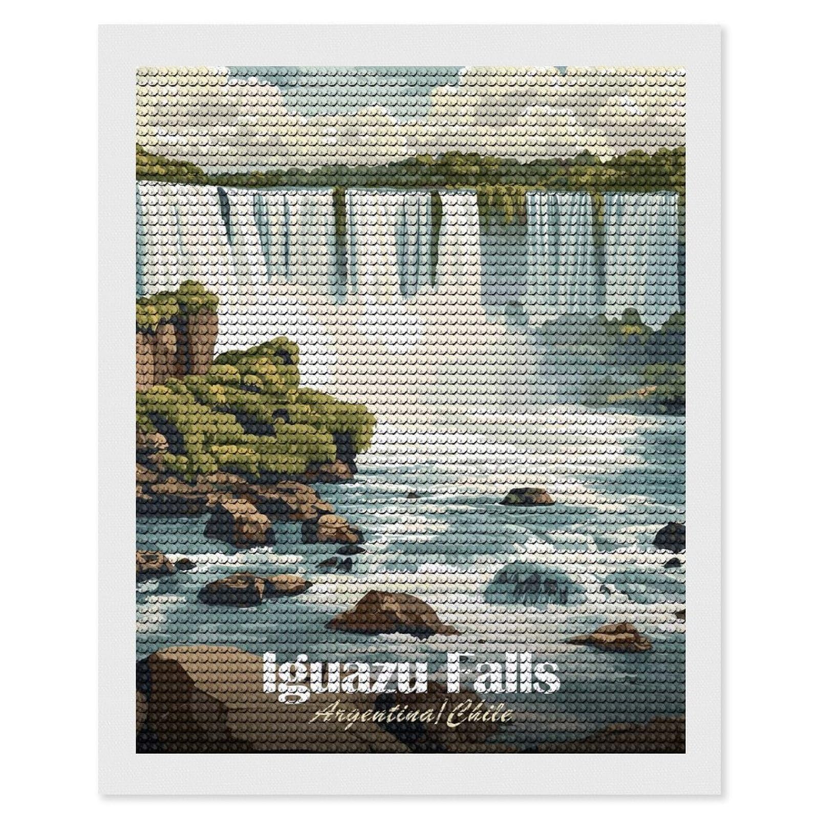 Junmoney Iguazu Falls, ArgentinaChile Diamond Painting Kit 16"x20", Festive Craft Gift, Bedroom Decor, Full Kit Included, Creative Gift Idea