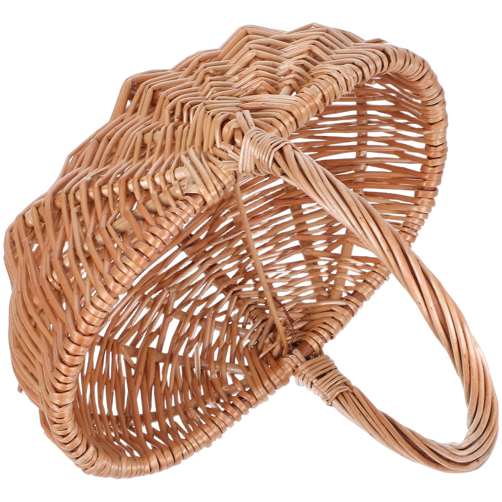 Levemolo Cesta de Mimbre Ovalada Pequeña con Asa Ligera y Portátil para Picnic Frutas Huevos y Verduras Diseño Artesanal Hecho Mano para Almacenamiento y Decoración del Hogar