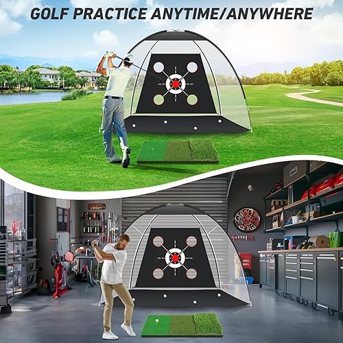 Miniatura 7 de Golf Net with Practice Mat,Golf Hitting Aid Nets 10x7FT for Backyard Driving Chipping Training Swing with Target Mat Balls for Outdoor IndoorGifts