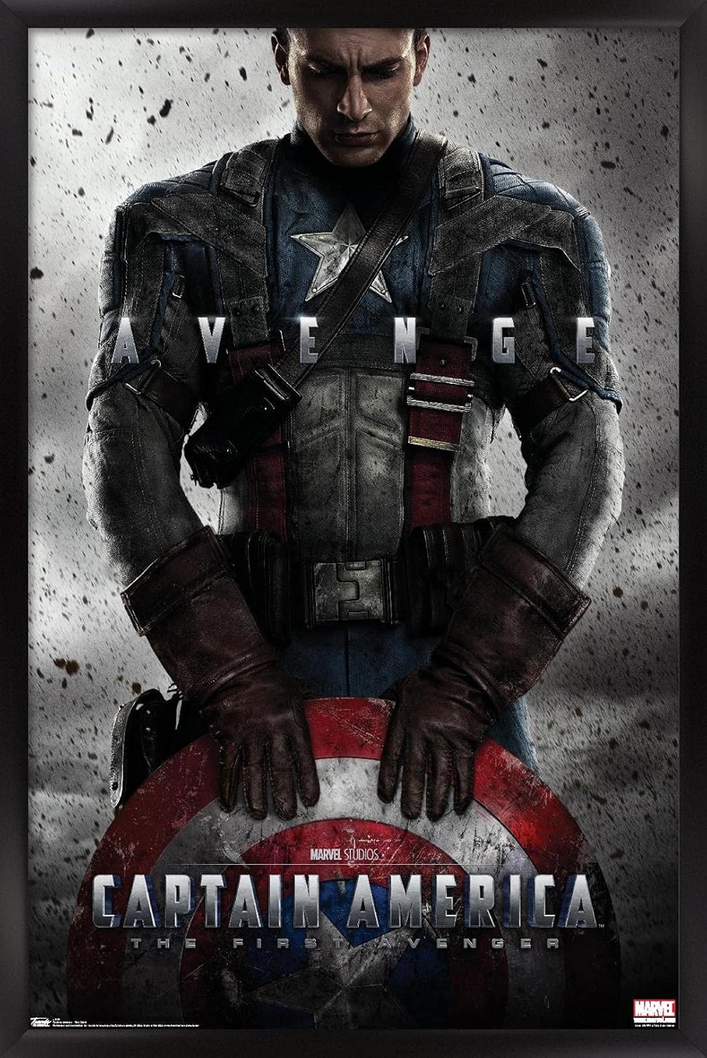 Trends International Marvel - Captain America - The First Avenger - One Sheet Wall Poster, 22.375" x 34", Black Framed Version Black Framed Version 34"L x 22.4"W