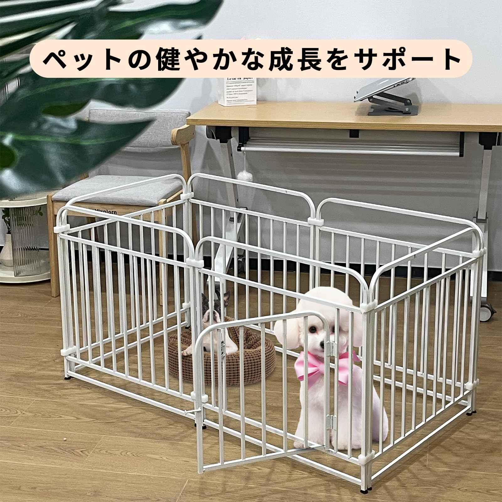 Poxvalzor ペットサークル 犬 ケージ ペットフェンス ドア付きブラック Poxvalzor ペットサークル 犬 ケージ ペットフェンス ドア付き
