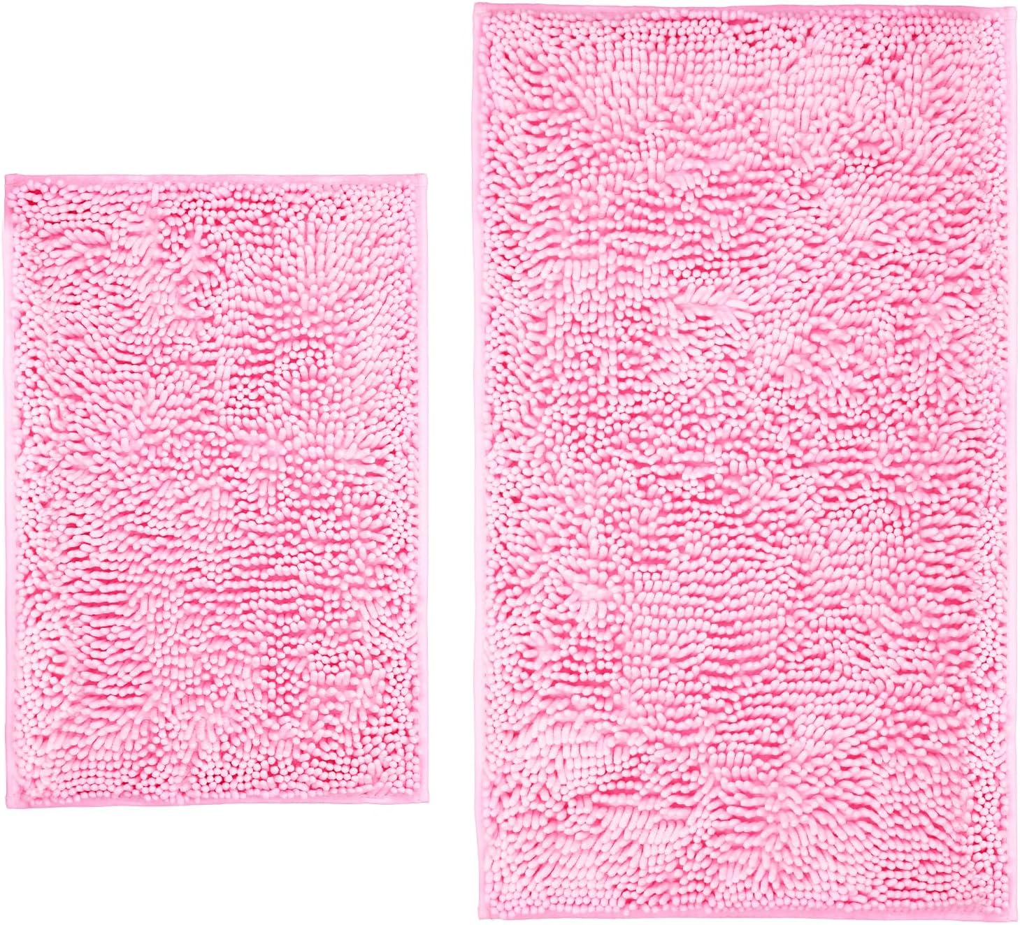 ZiYiJuan Bathroom Rugs, Super Absorbent Luxury Shaggy Chenille Bath Mats, Pink 17x24_20x32