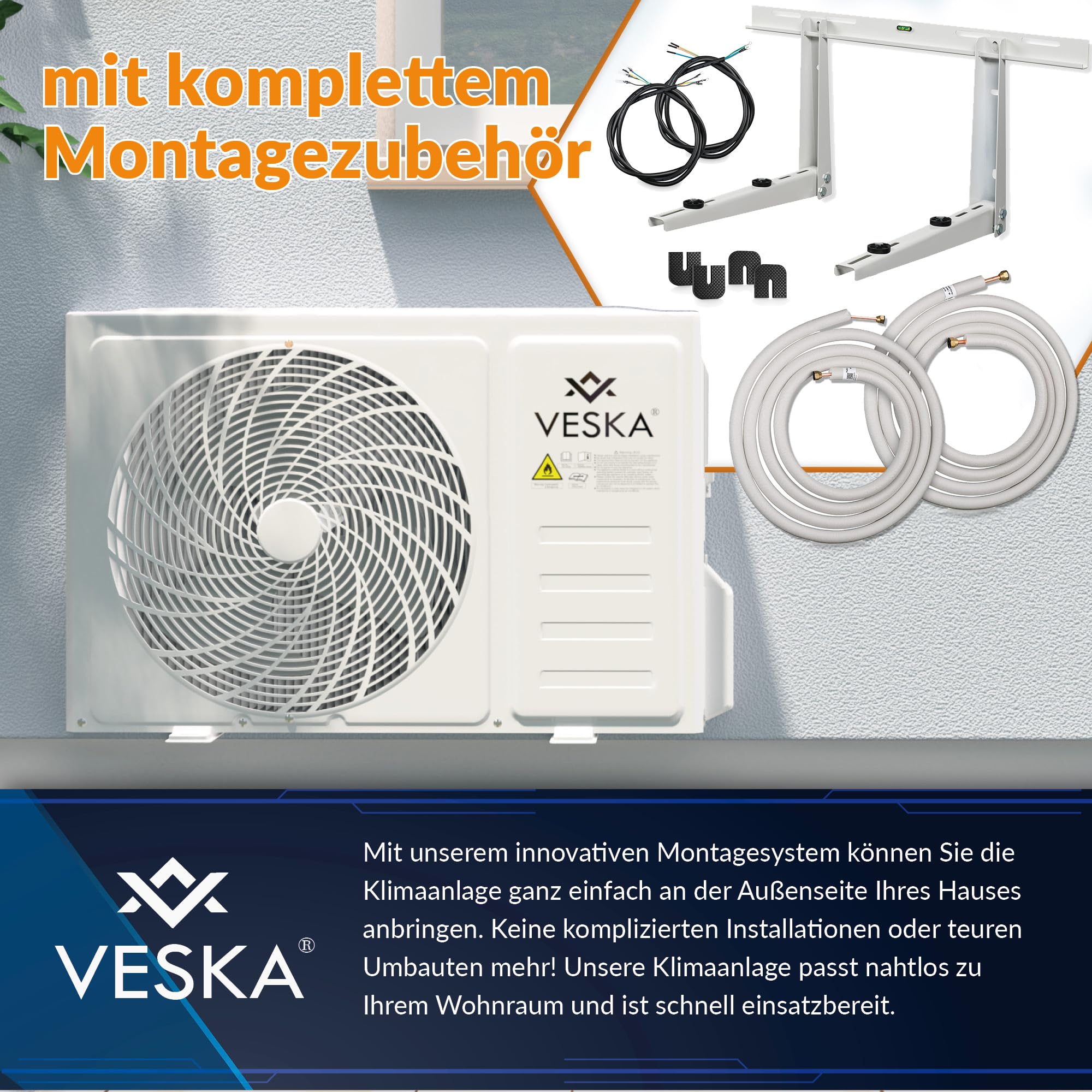 Klimaanlage Split Set 12000 BTU/h 3500 Watt Kühlen A++ Heizen A+ WiFi App R32 Fernbedienung Timer
