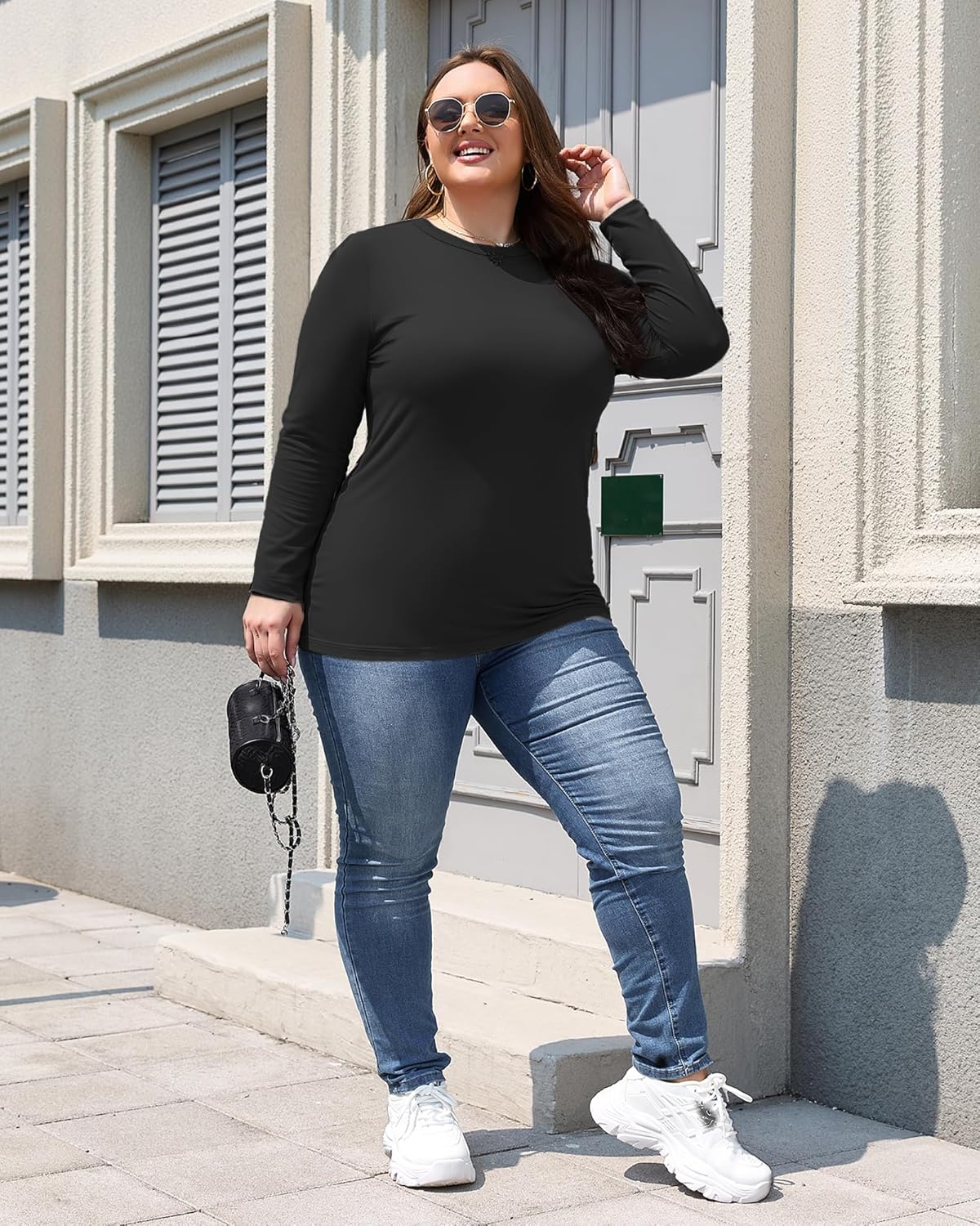 HLTPRO Long Sleeve Shirts for Women - Plus Size Workout Athletic Yoga Casual Crewneck Oversized Trendy Tops for Gym - Image 2