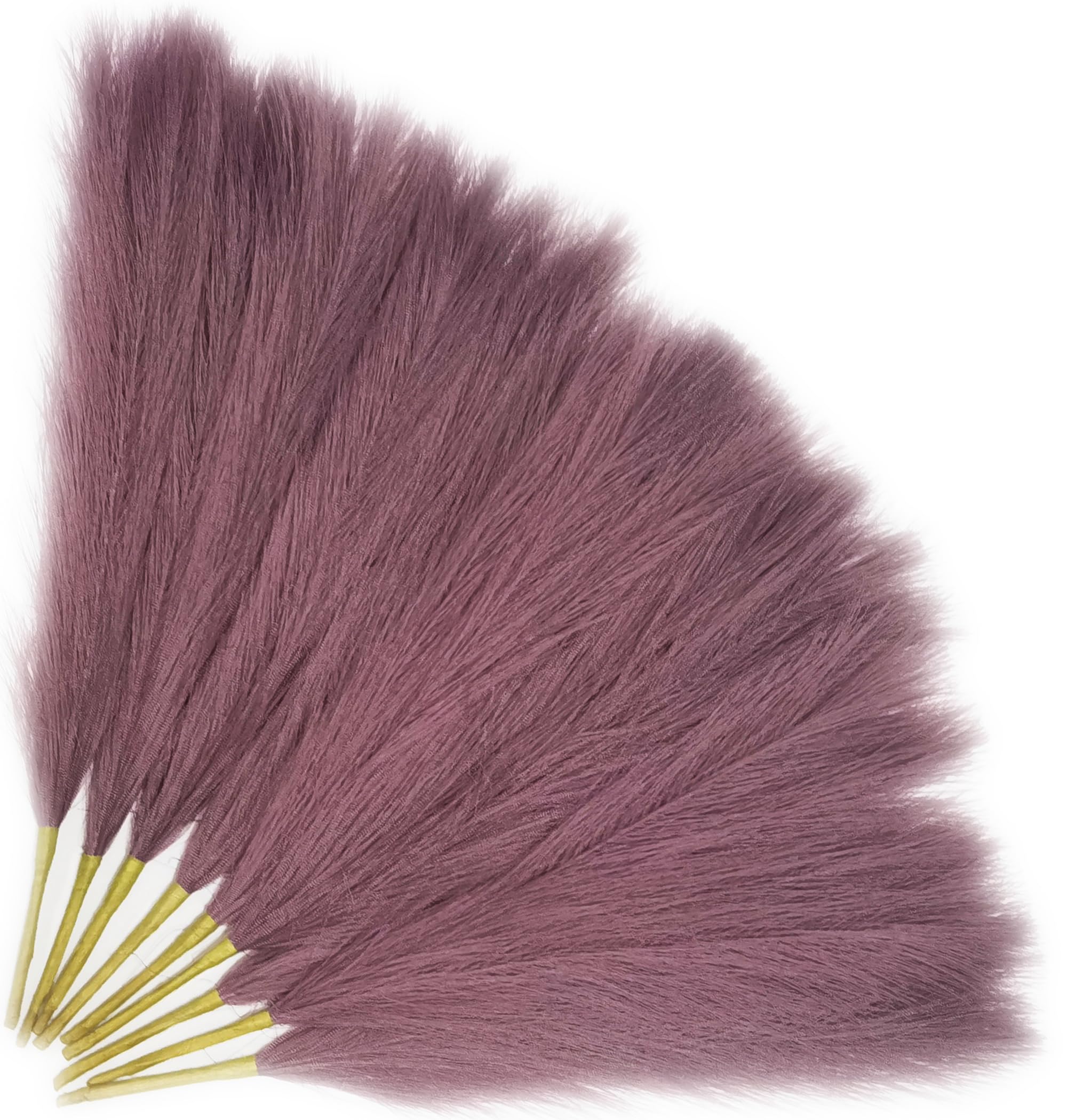 SeptCat 9 Pcs 17" Pampas Grass Decor Purple Faux Dried Fluffy Fake Small Violet Pompas Artificial Pompous Short Stems Bouquet Flower Arrangement Vase