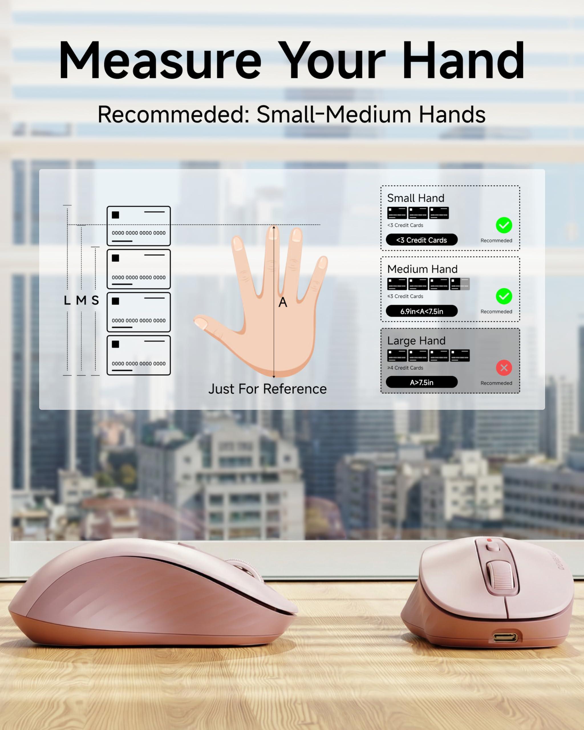 EWEADN C1 Kabellose Maus für Laptop, 2,4 GHz und Bluetooth Silent Maus für Kleine & Mittelhand, 4000DPI Tragbare Ergonomische Wiederaufladbare Maus für PC, iPad, Mac, Chromebook, Büro, Rosa